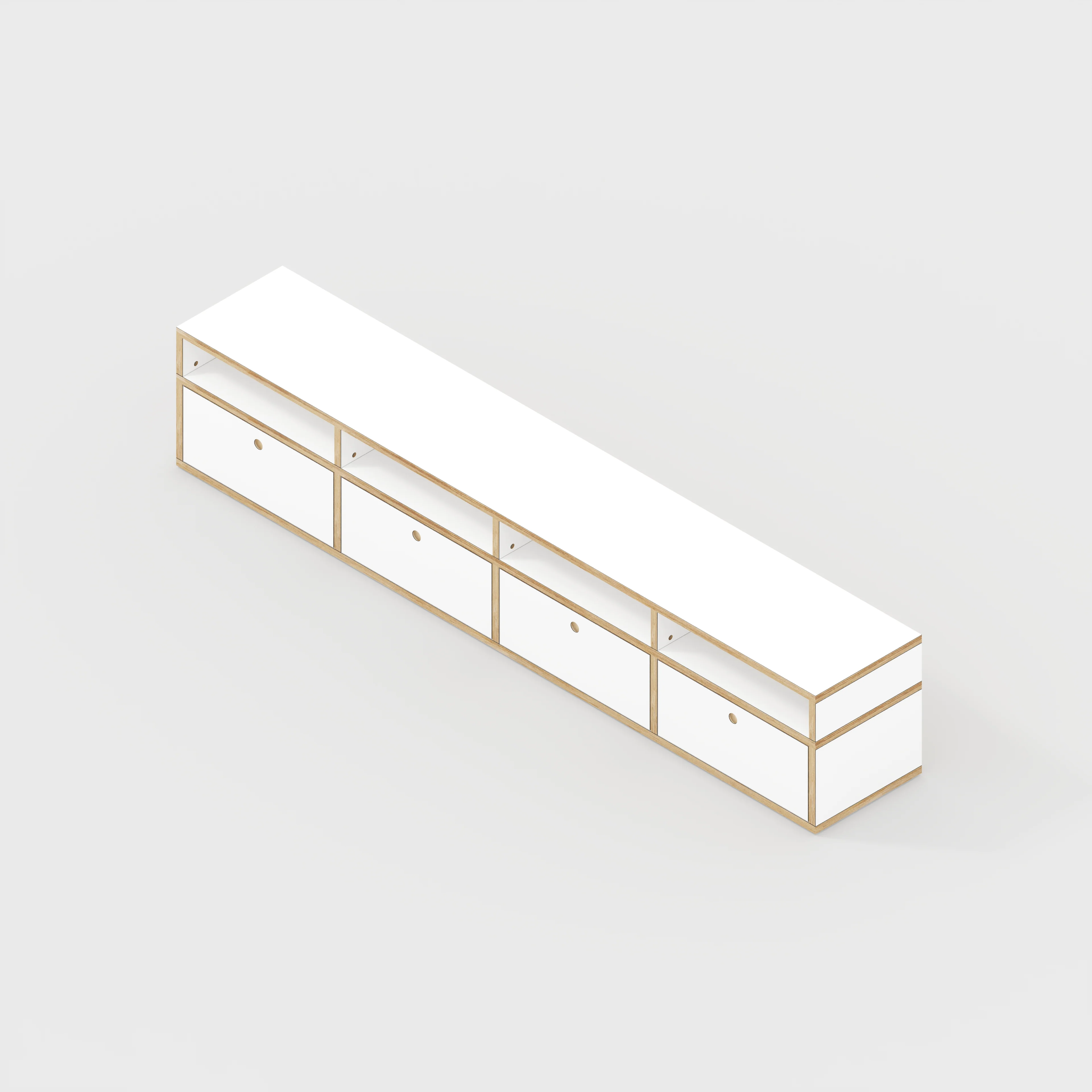 Plywood TV Entertainment Unit - Type 2 - Formica White - 2400(w) x 400(d) x 450(h) - Image 5