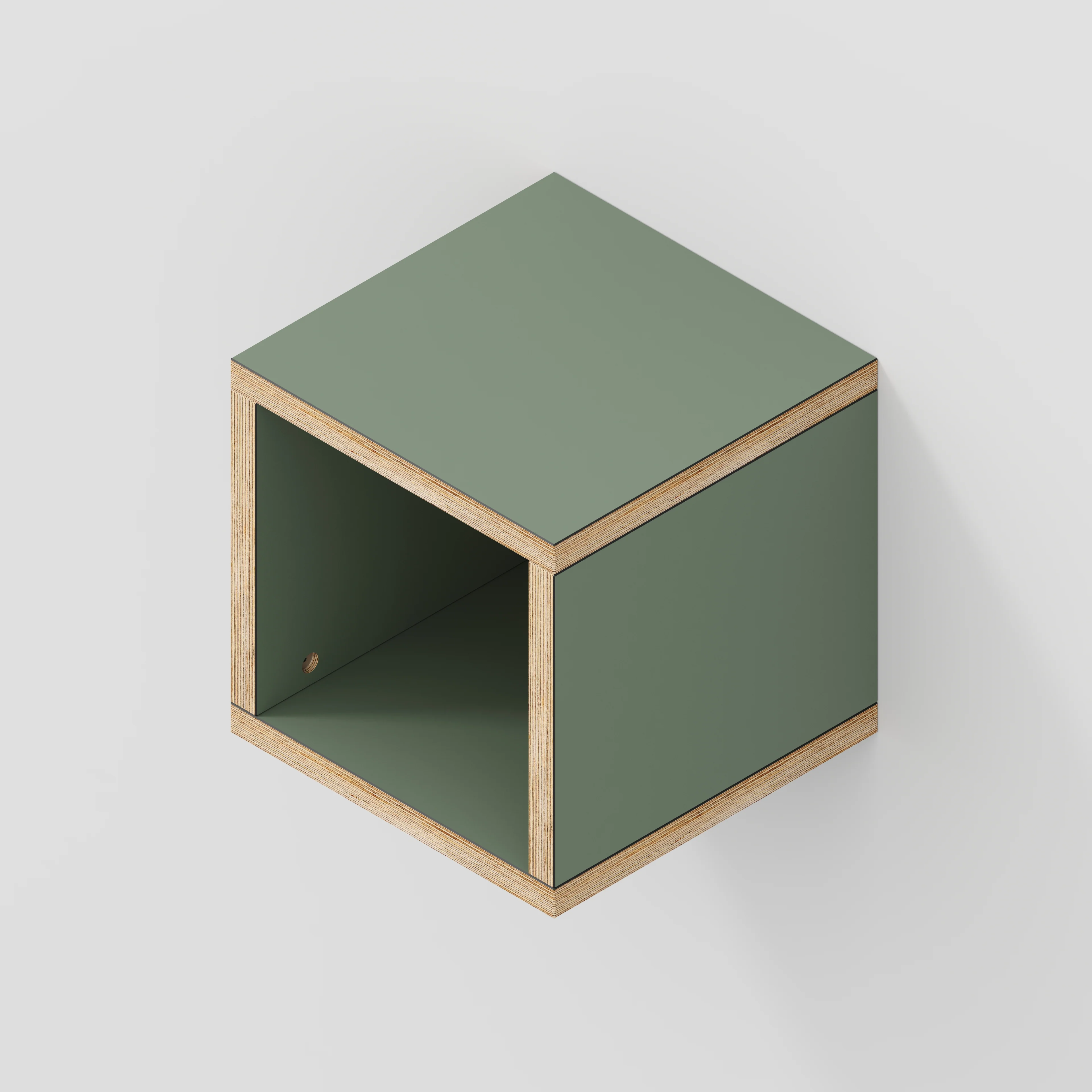 Plywood Wall Hung Box Storage - Formica Green Slate - 300(w) x 300(d) x 300(h) - Image 3