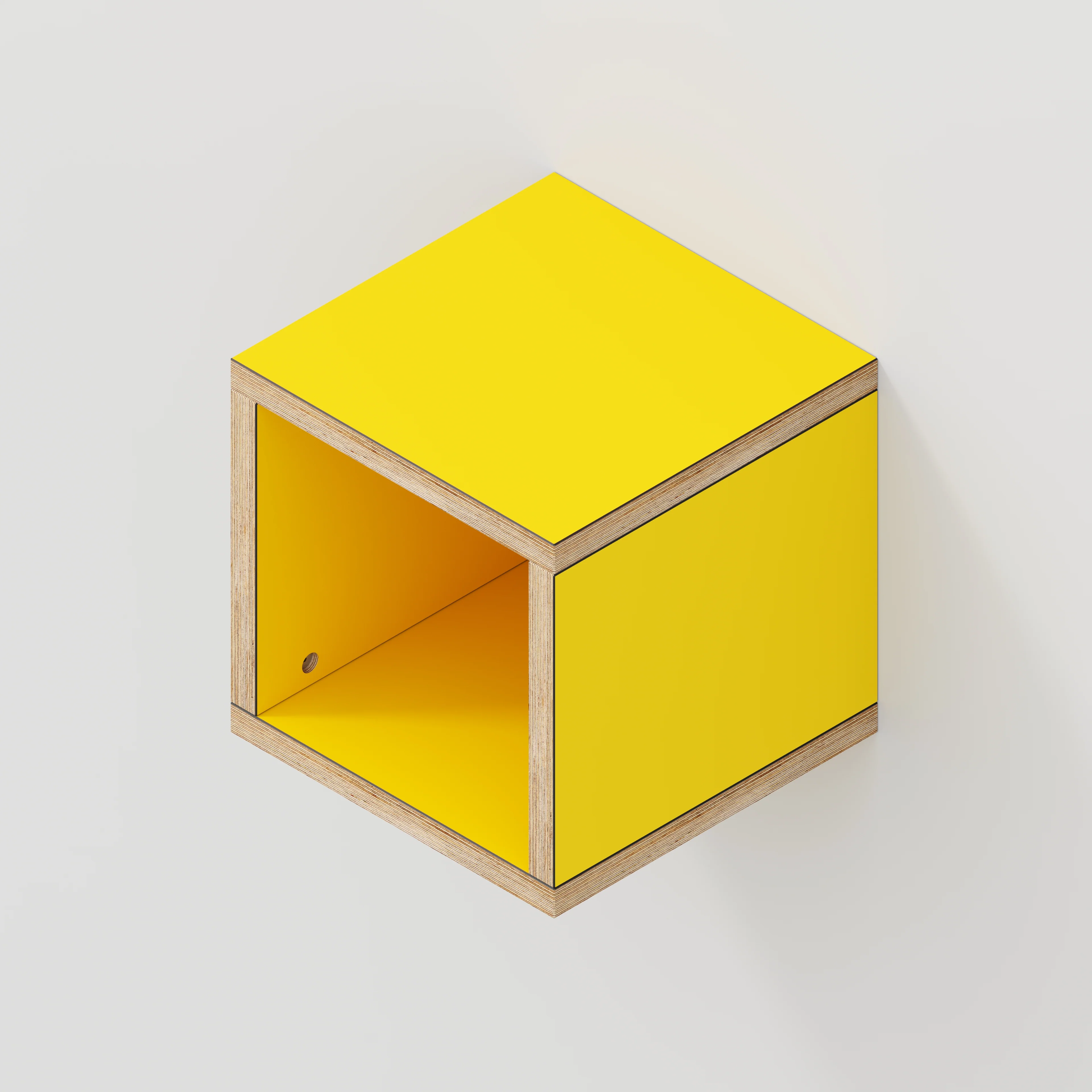 Plywood Wall Hung Box Storage - Formica Chrome Yellow - 300(w) x 300(d) x 300(h) - Image 3