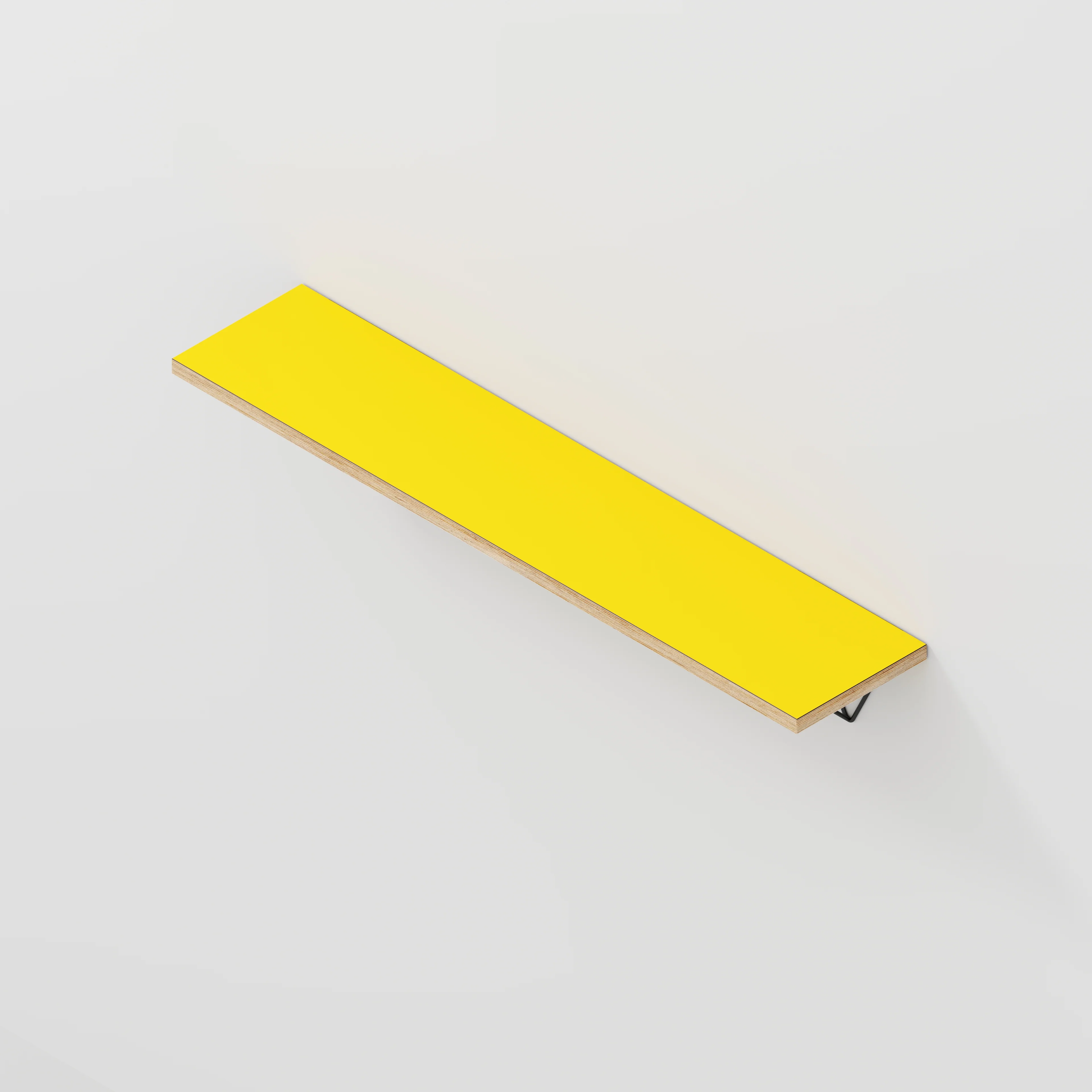 Plywood Wall Shelf with Prism Brackets - Formica Chrome Yellow - 1200(w) x 250(d) - Image 4