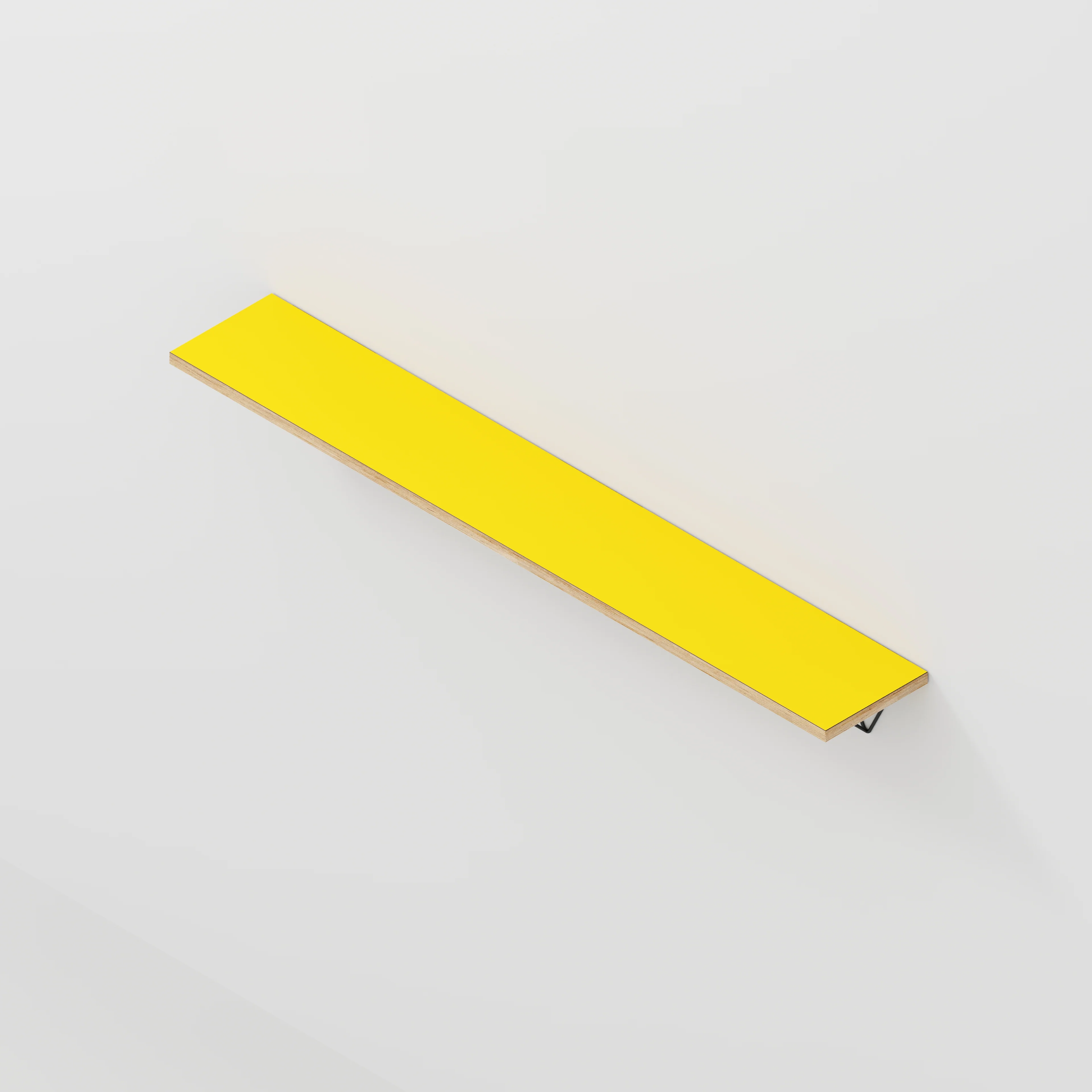 Plywood Wall Shelf with Prism Brackets - Formica Chrome Yellow - 1600(w) x 250(d) - Image 4