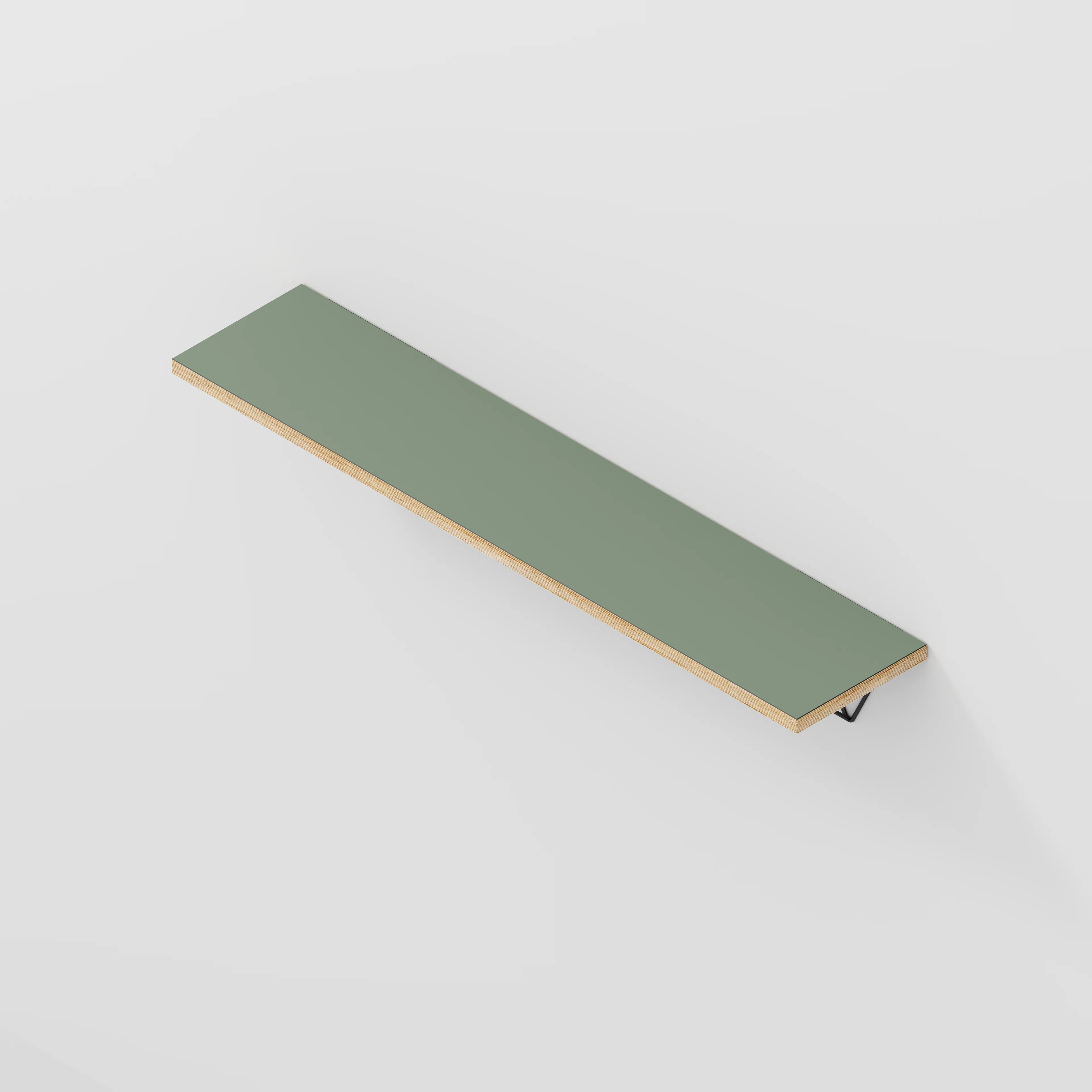 Plywood Wall Shelf with Prism Brackets - Formica Green Slate - 1200(w) x 250(d) - Image 4