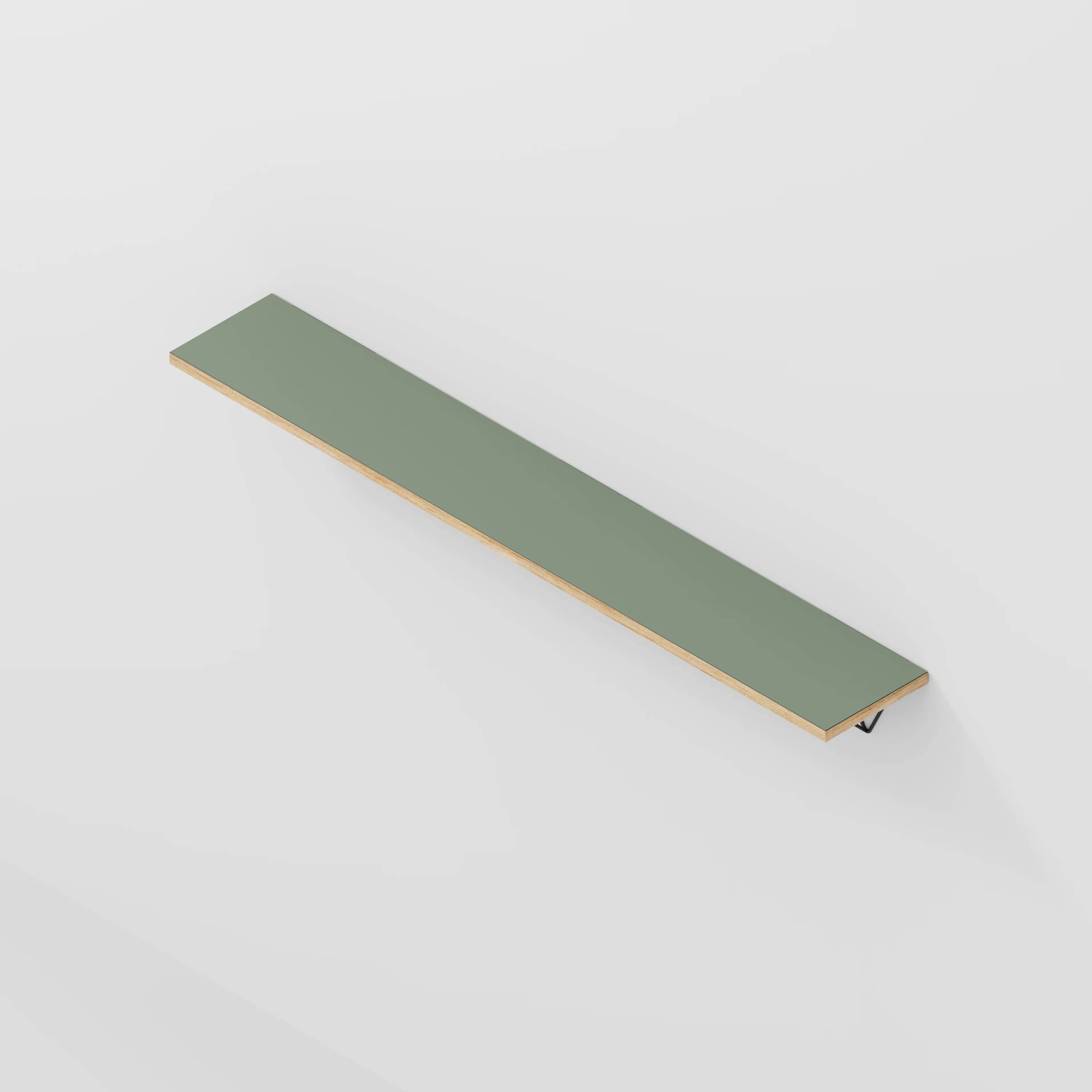 Plywood Wall Shelf with Prism Brackets - Formica Green Slate - 1600(w) x 250(d) - Image 4