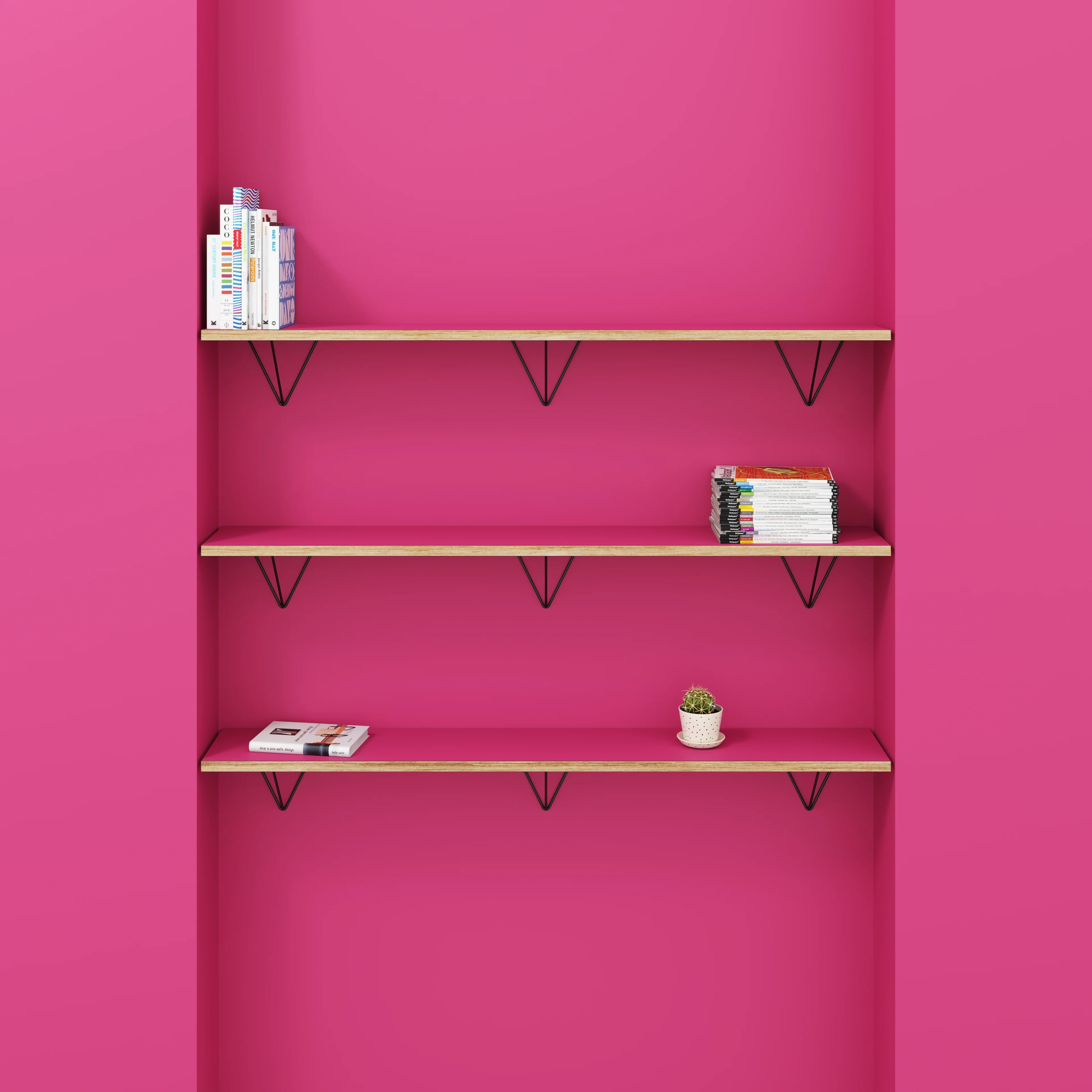Plywood Wall Shelf with Prism Brackets - Formica Juicy Pink - 1600(w) x 250(d) - Image 2