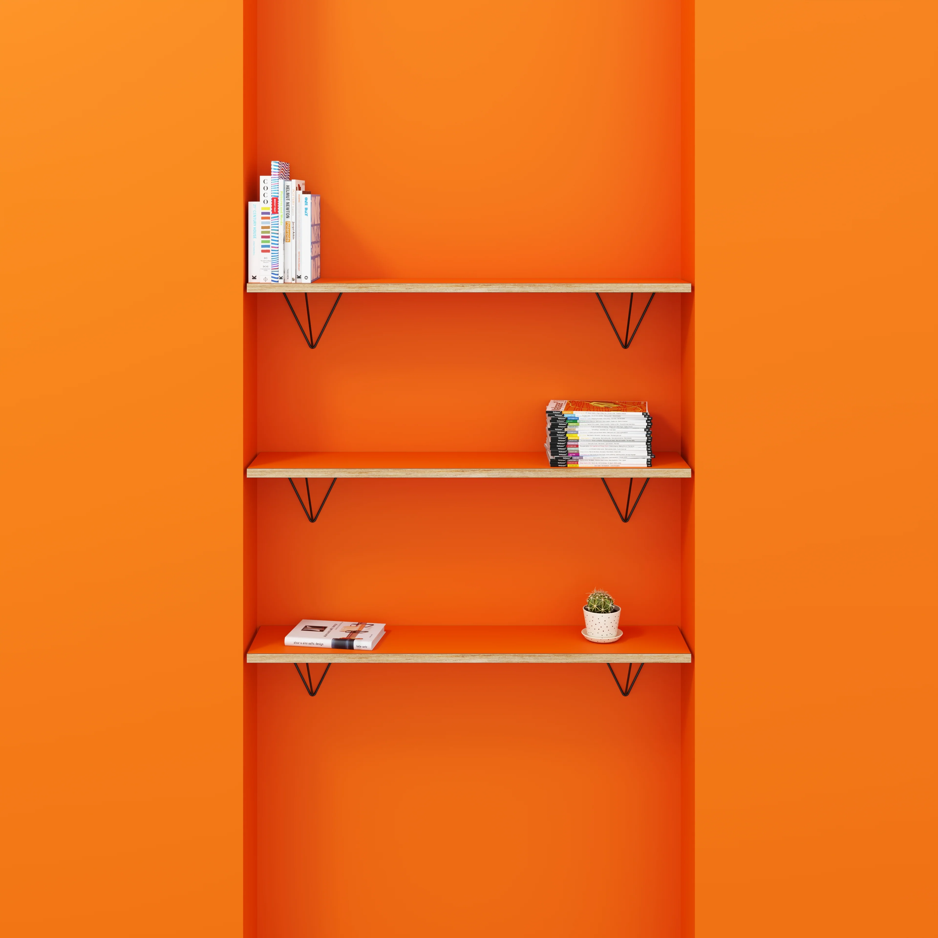 Plywood Wall Shelf with Prism Brackets - Formica Levante Orange - 1200(w) x 250(d) - Image 2