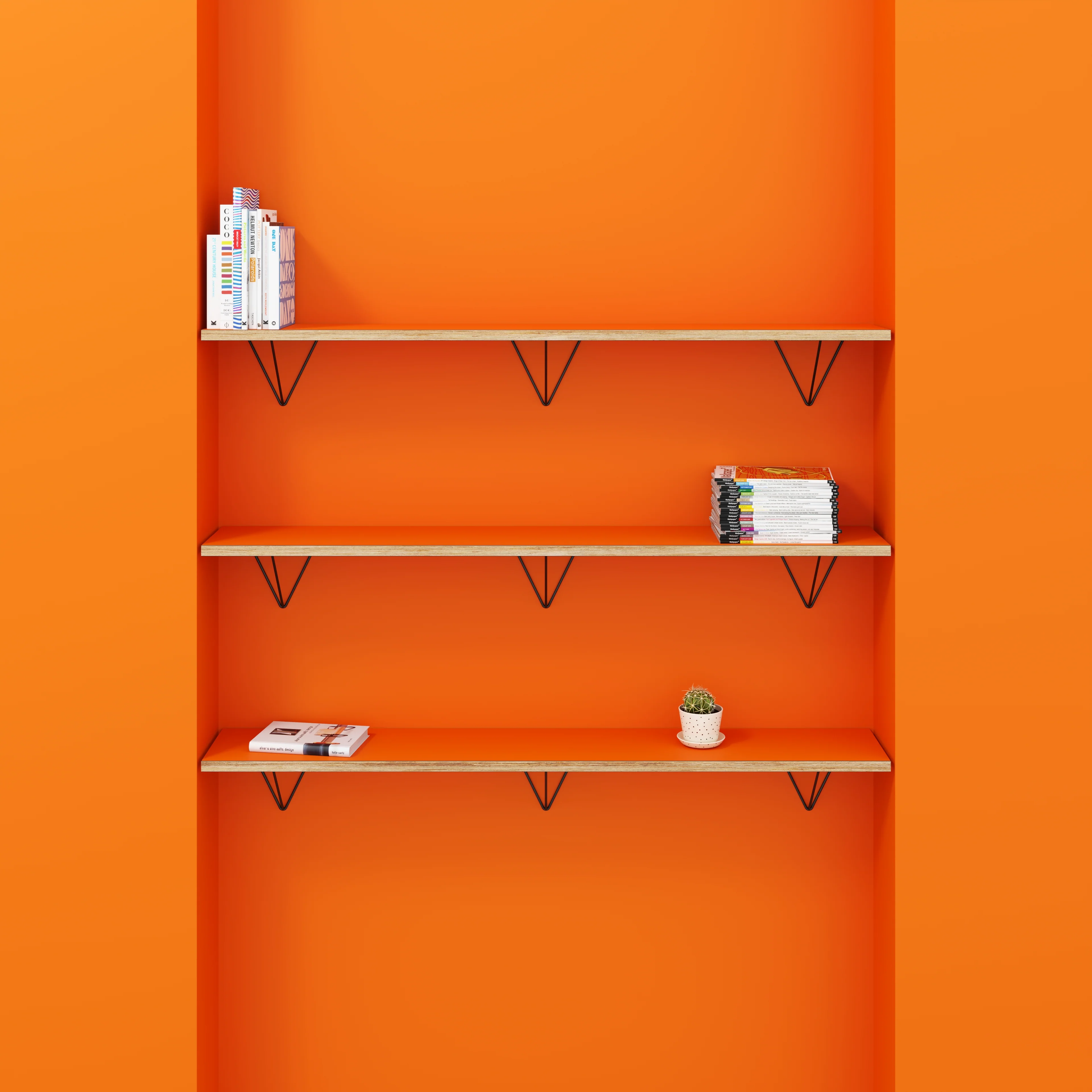 Plywood Wall Shelf with Prism Brackets - Formica Levante Orange - 1600(w) x 250(d) - Image 2
