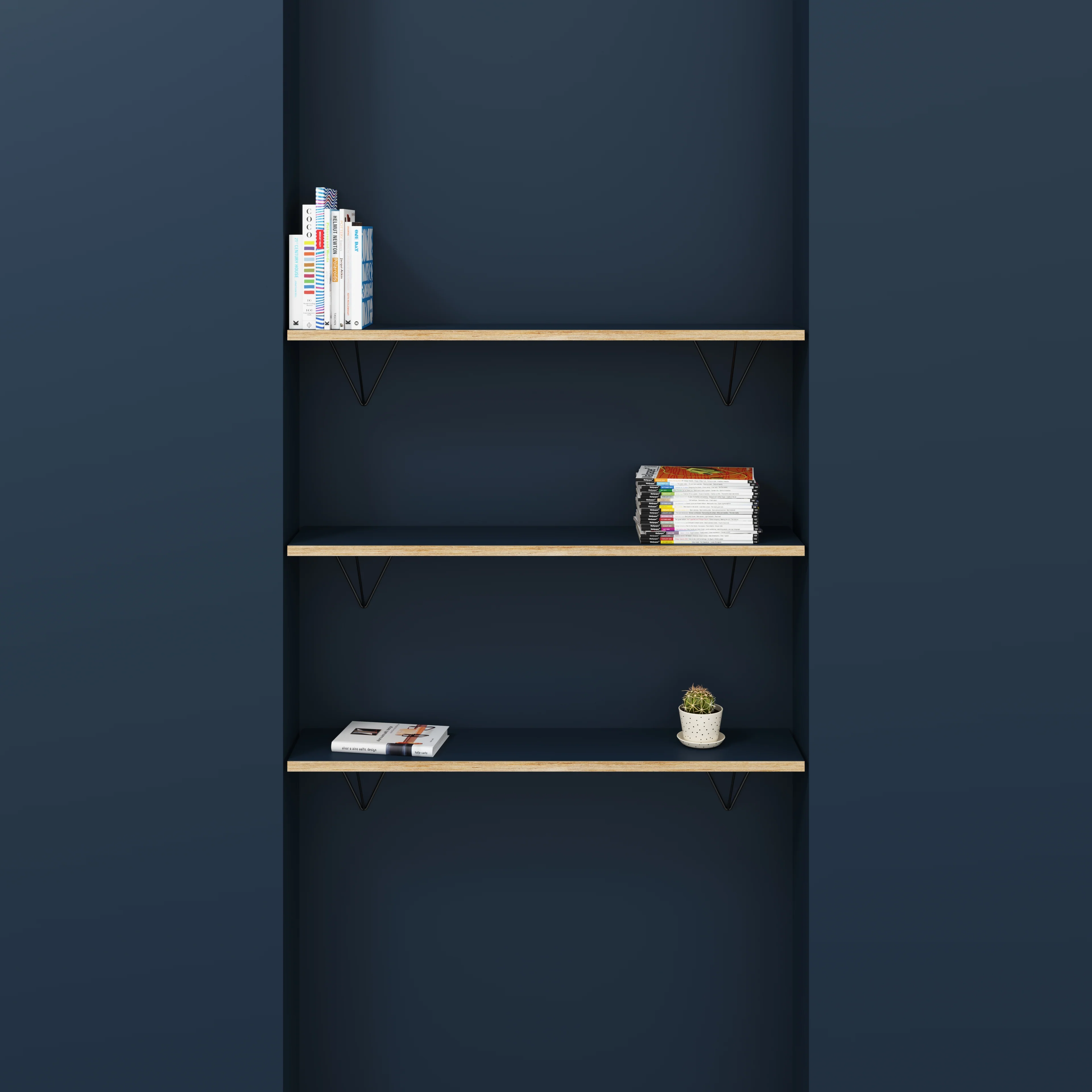 Plywood Wall Shelf with Prism Brackets - Formica Night Sea Blue - 1200(w) x 250(d) - Image 2