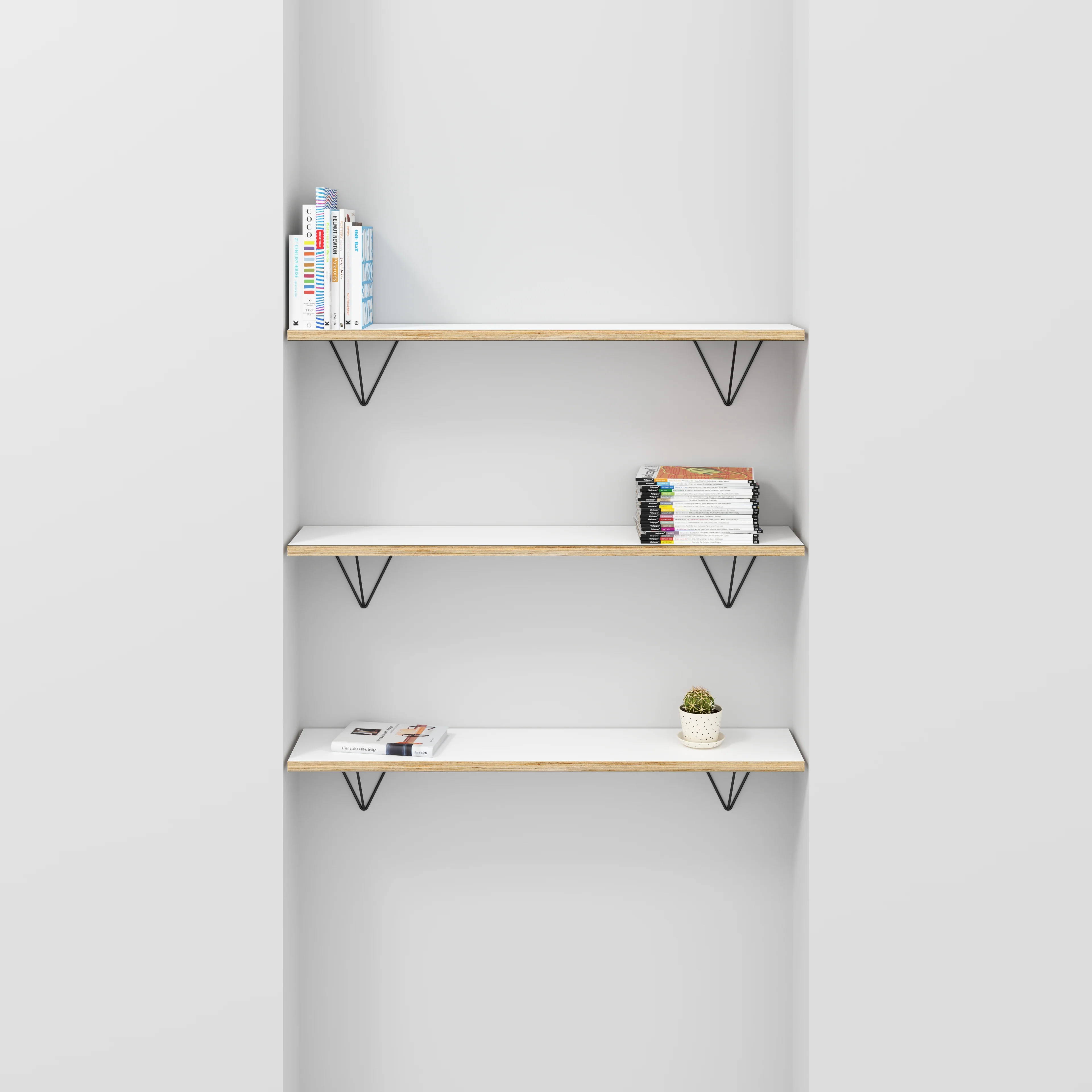 Plywood Wall Shelf with Prism Brackets - Formica White - 1200(w) x 250(d) - Image 2