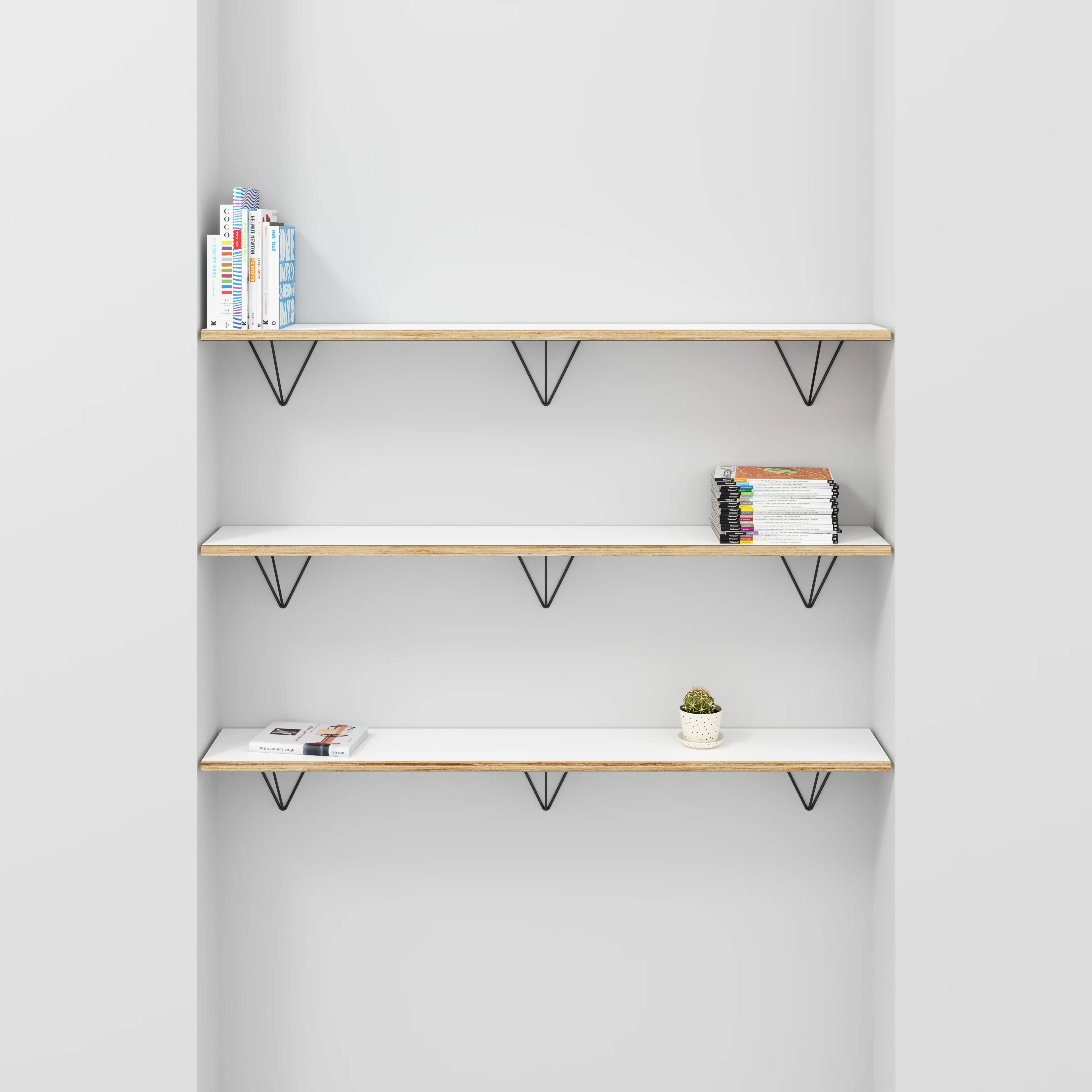 Plywood Wall Shelf with Prism Brackets - Formica White - 1600(w) x 250(d) - Image 2
