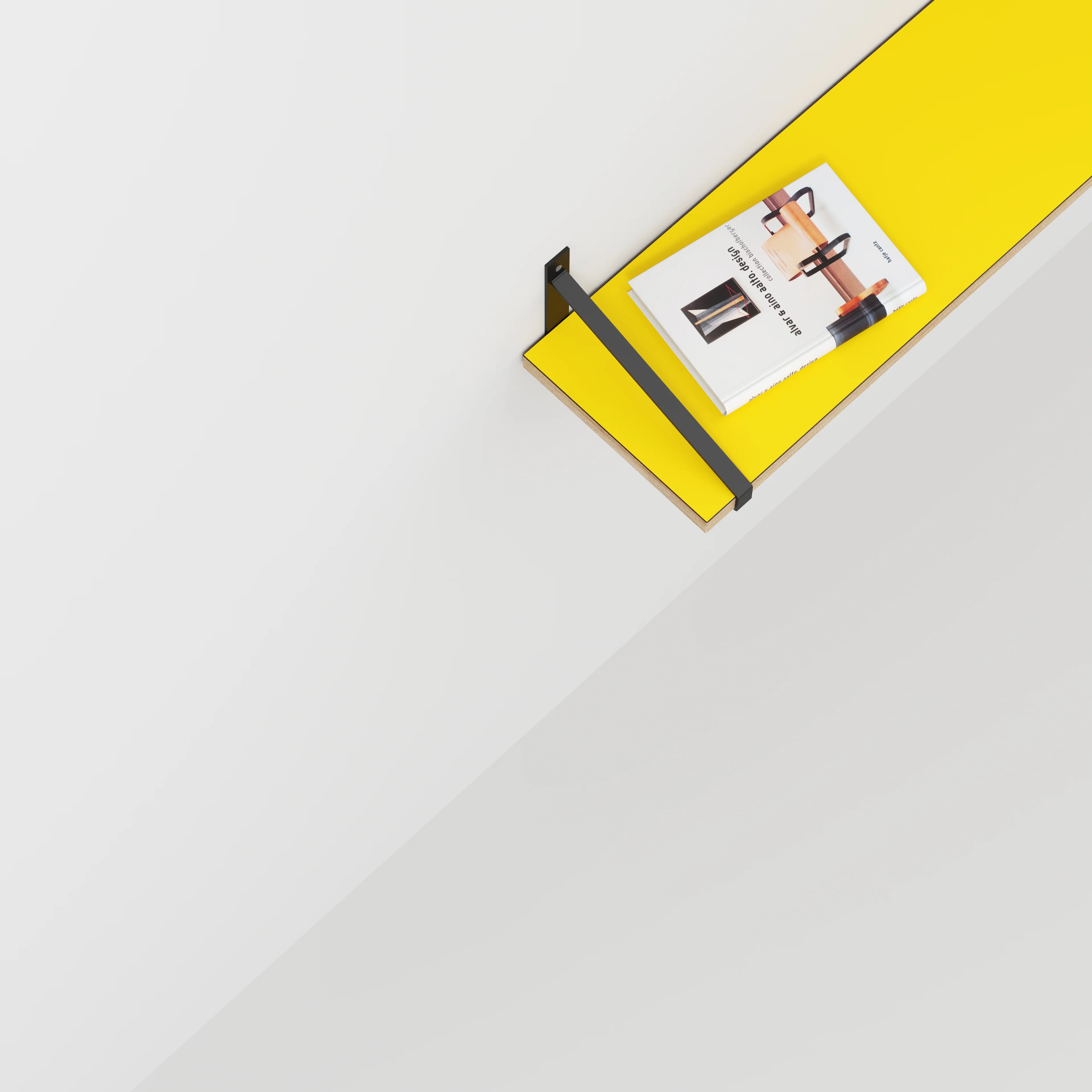 Plywood Wall Shelf with Suspense Brackets - Formica Chrome Yellow - 1600(w) x 260(d) - Image 3