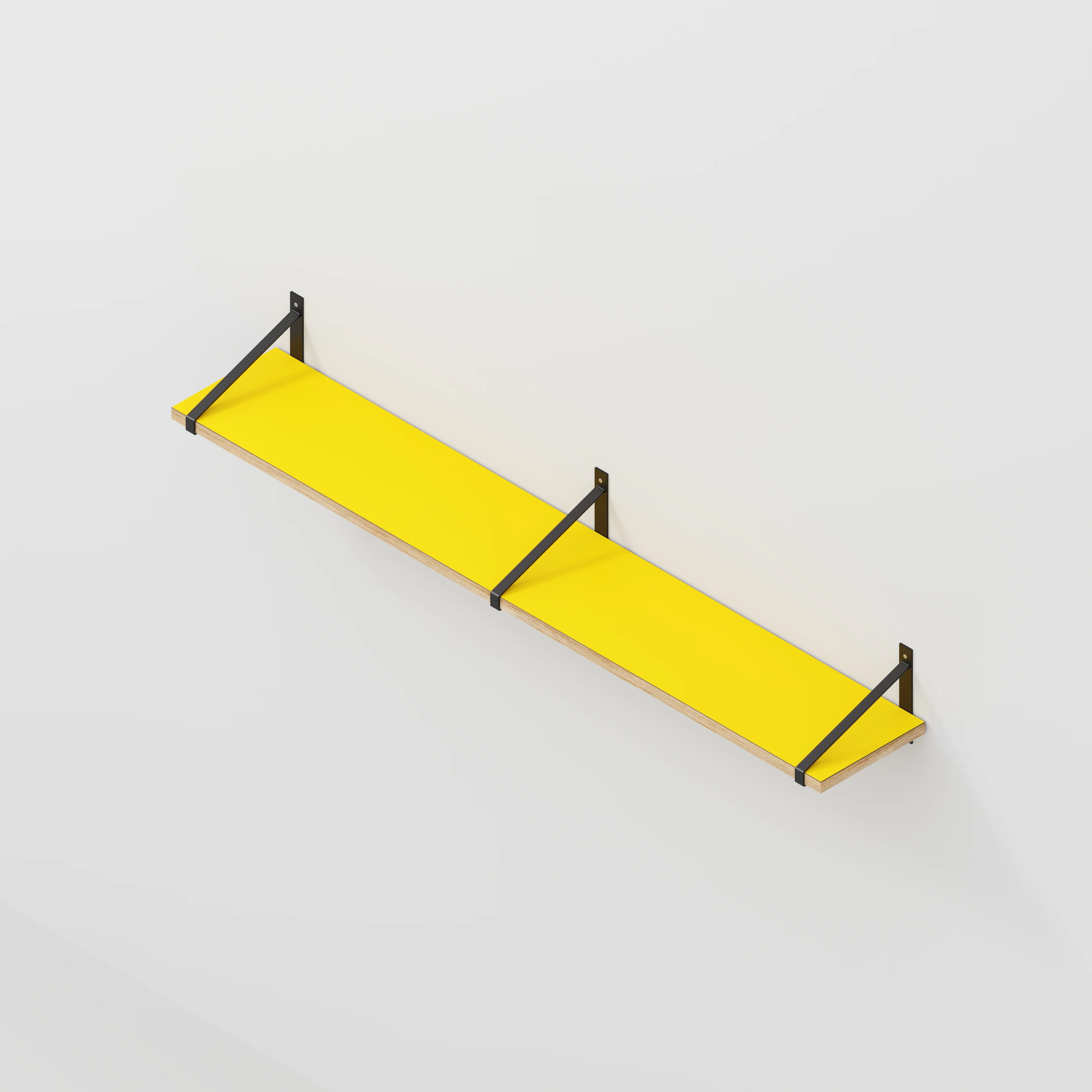 Plywood Wall Shelf with Suspense Brackets - Formica Chrome Yellow - 1600(w) x 260(d) - Image 5