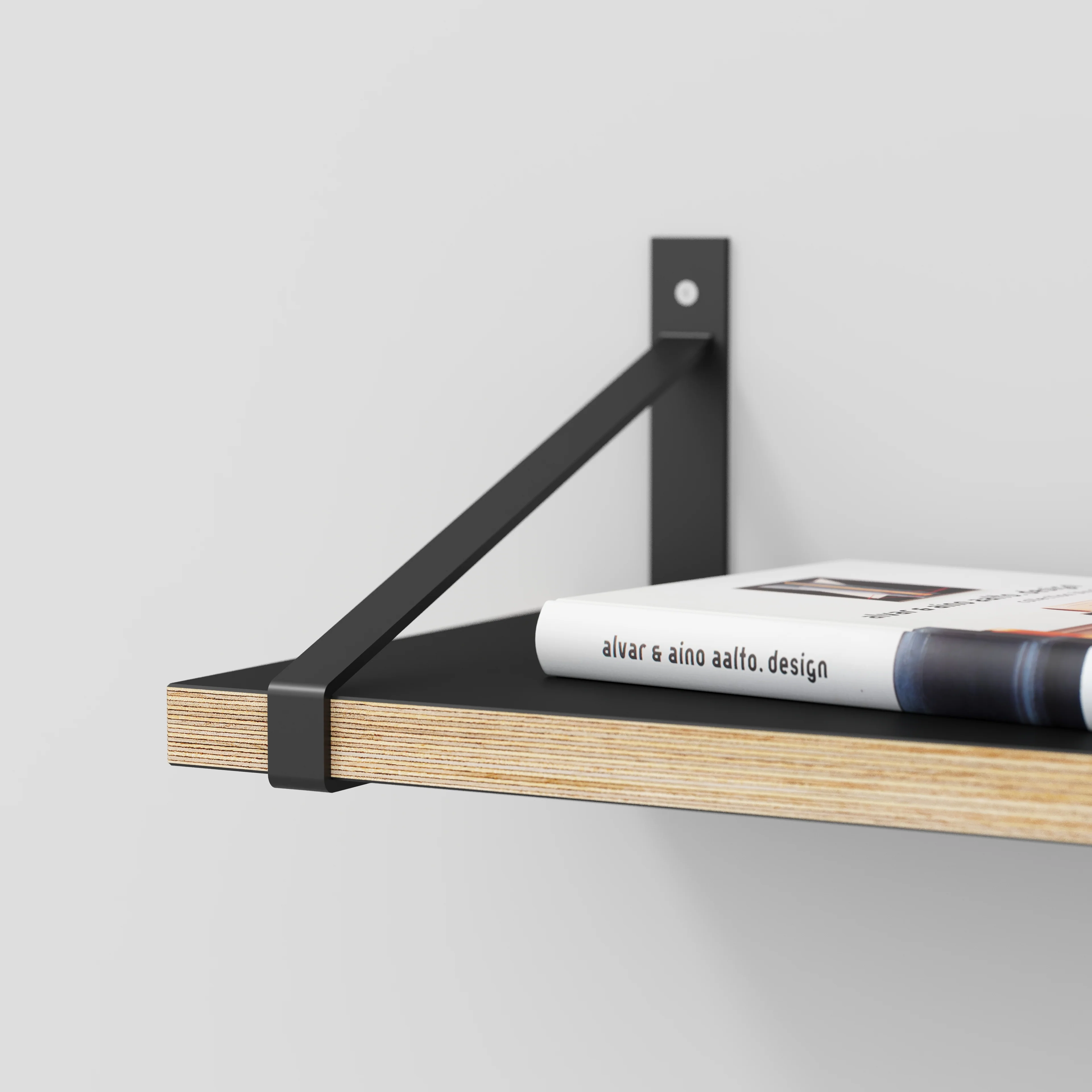 Plywood Wall Shelf with Suspense Brackets - Formica Diamond Black - 1200(w) x 260(d) - Image 4