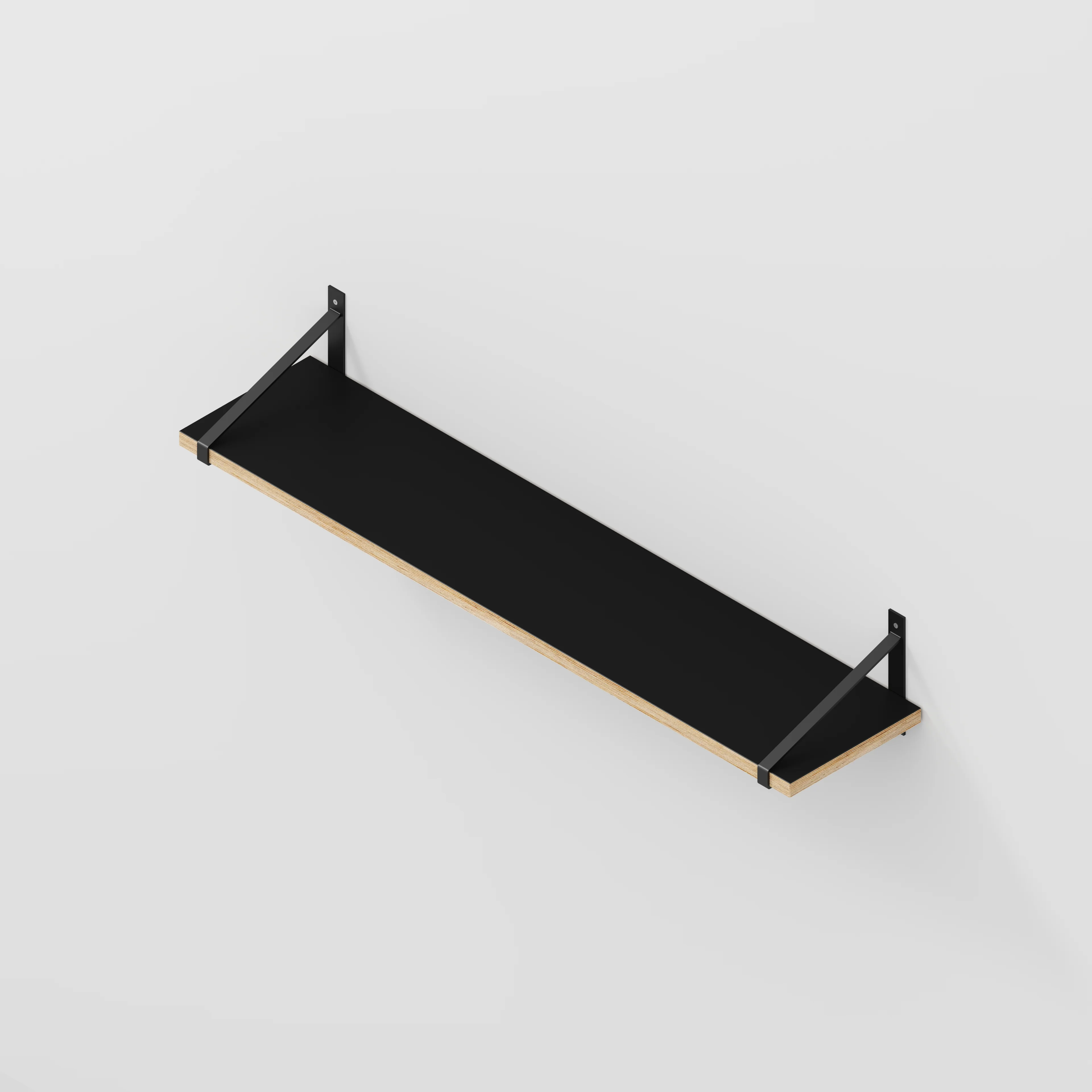 Plywood Wall Shelf with Suspense Brackets - Formica Diamond Black - 1200(w) x 260(d) - Image 5