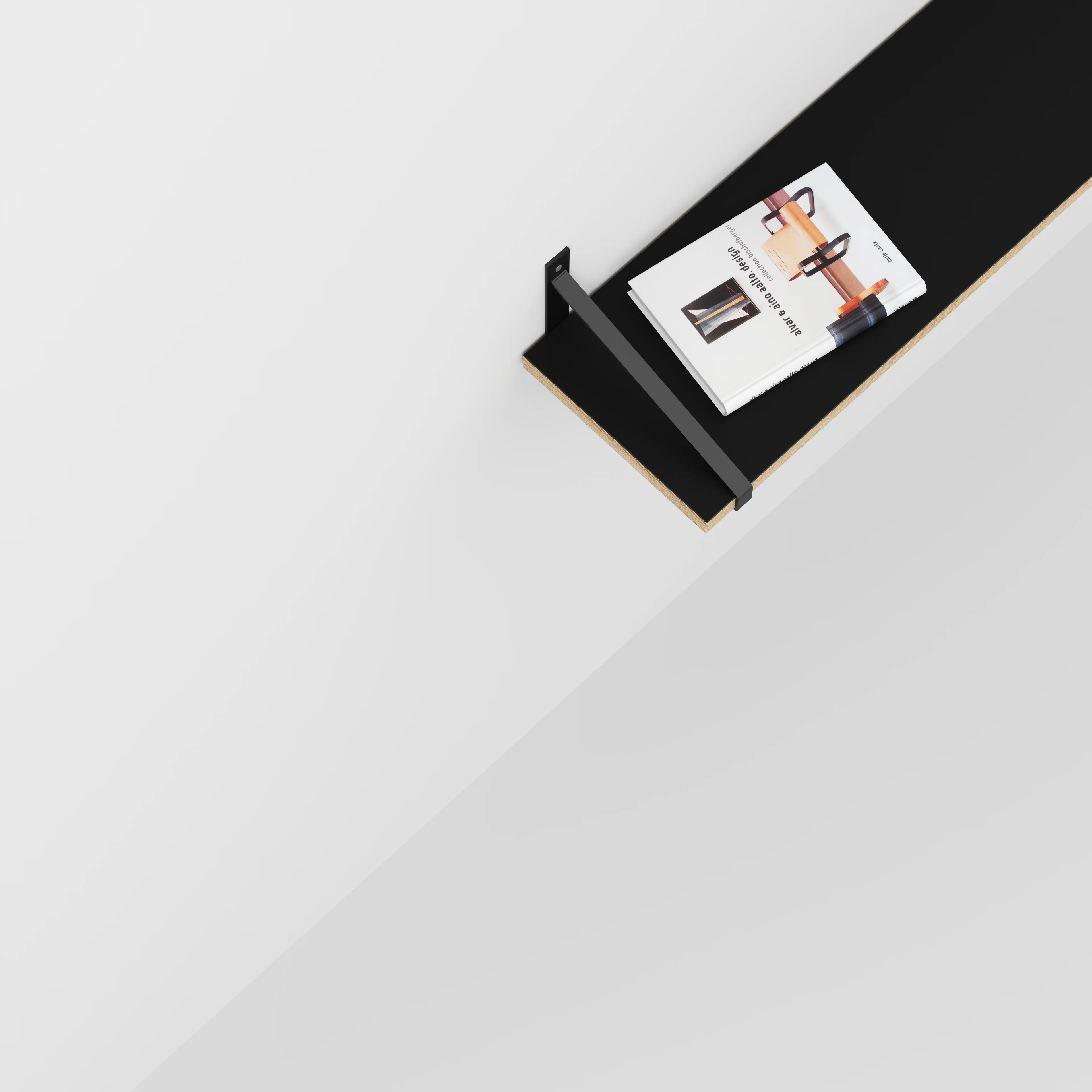 Plywood Wall Shelf with Suspense Brackets - Formica Diamond Black - 1600(w) x 260(d) - Image 3