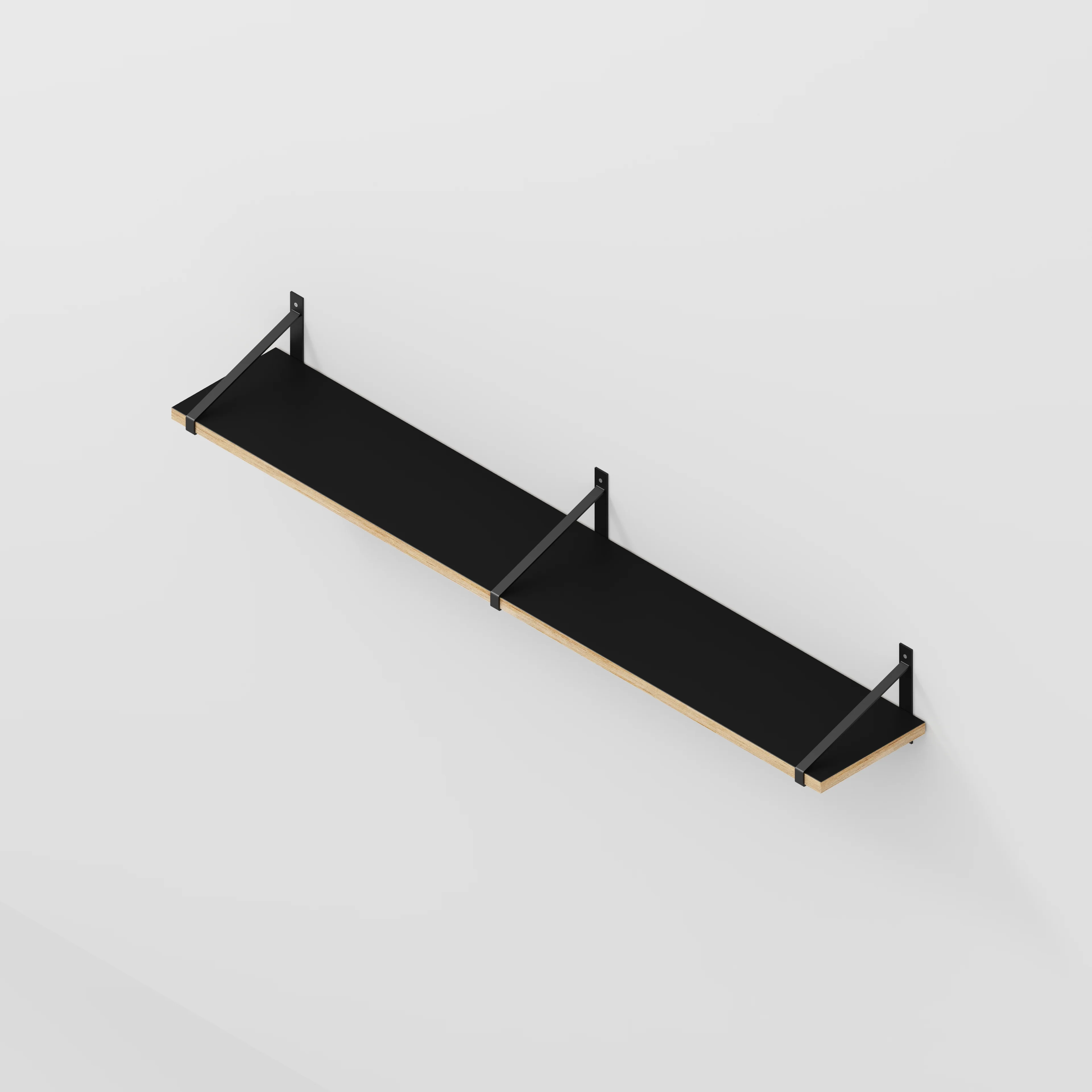 Plywood Wall Shelf with Suspense Brackets - Formica Diamond Black - 1600(w) x 260(d) - Image 5