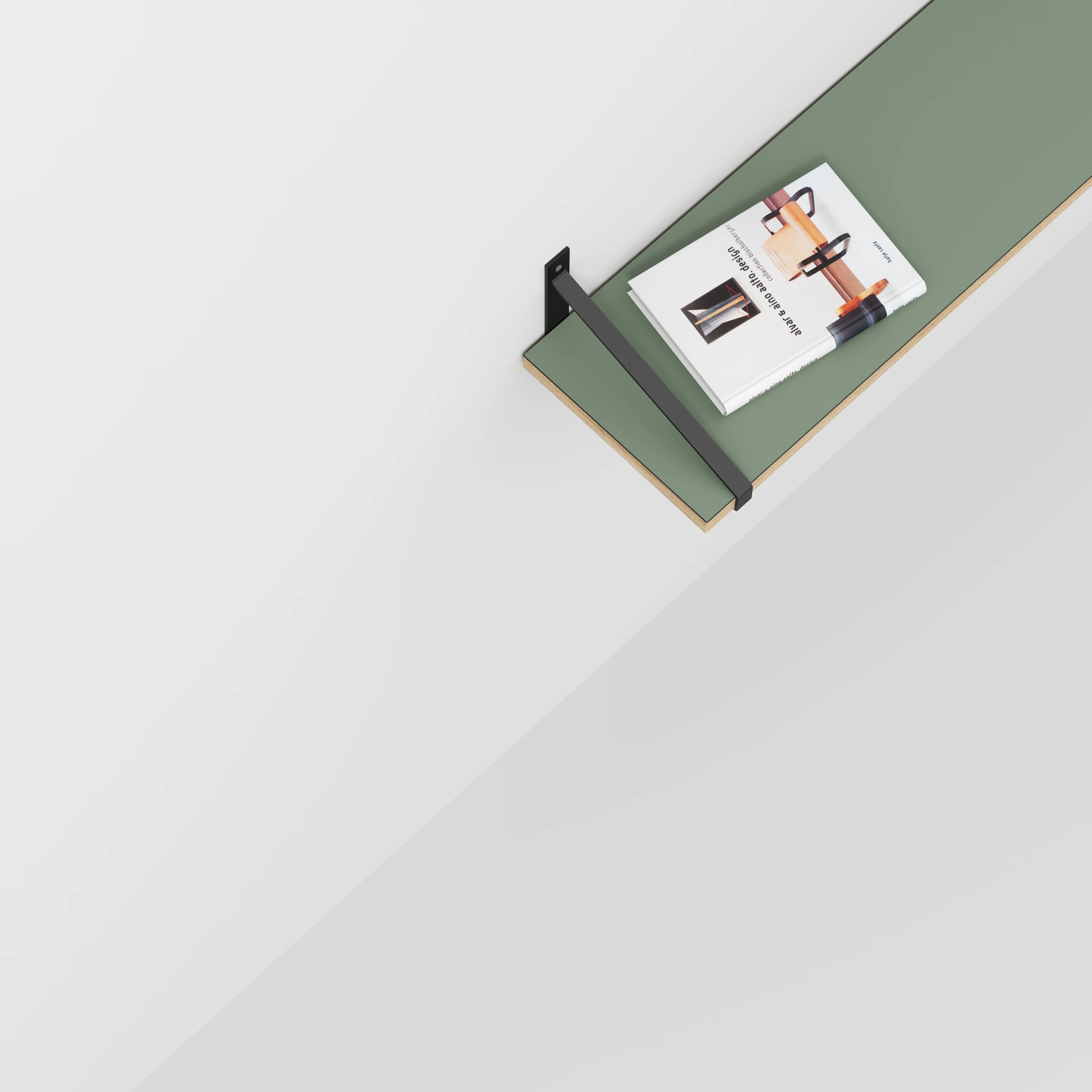 Plywood Wall Shelf with Suspense Brackets - Formica Green Slate - 1200(w) x 260(d) - Image 3