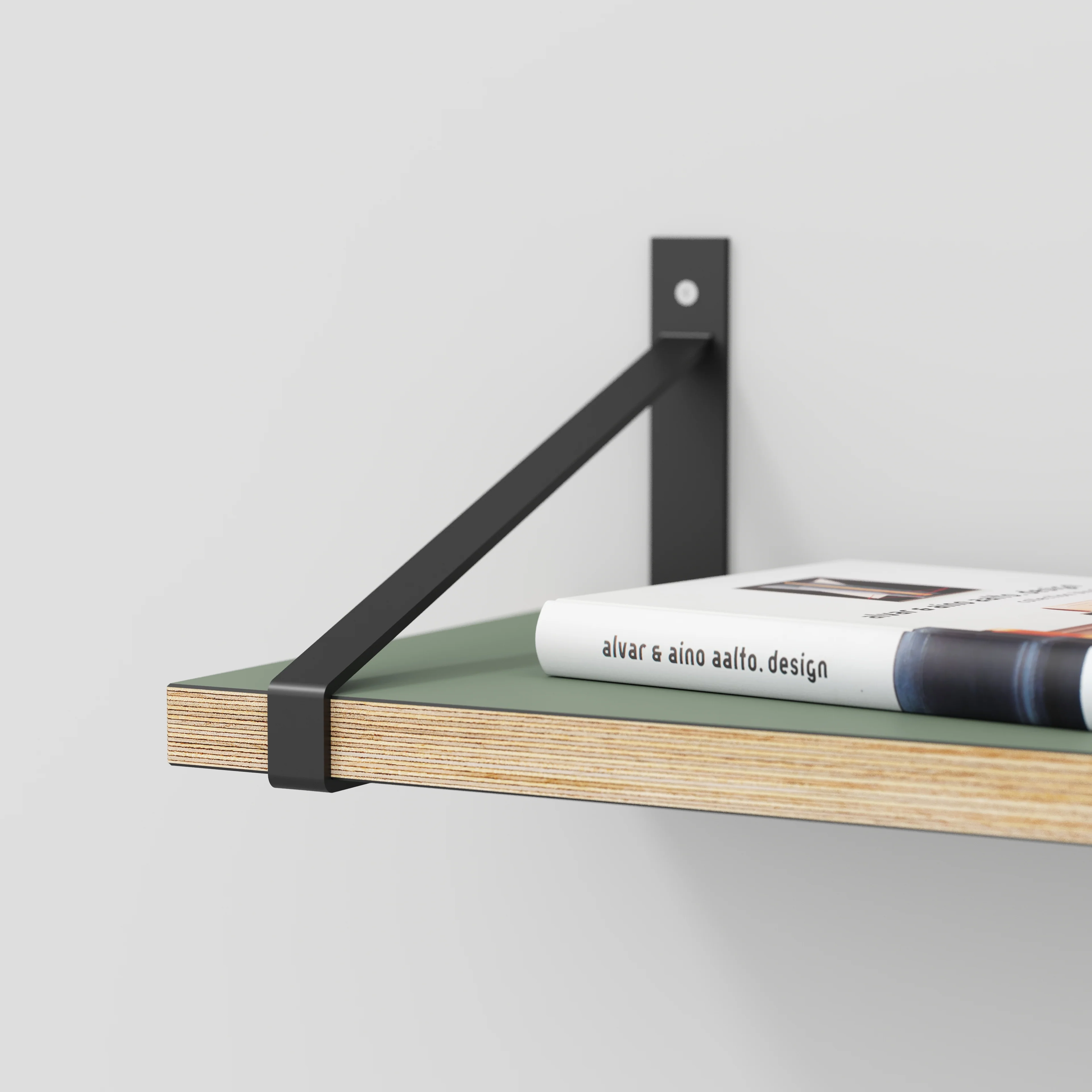 Plywood Wall Shelf with Suspense Brackets - Formica Green Slate - 1200(w) x 260(d) - Image 4