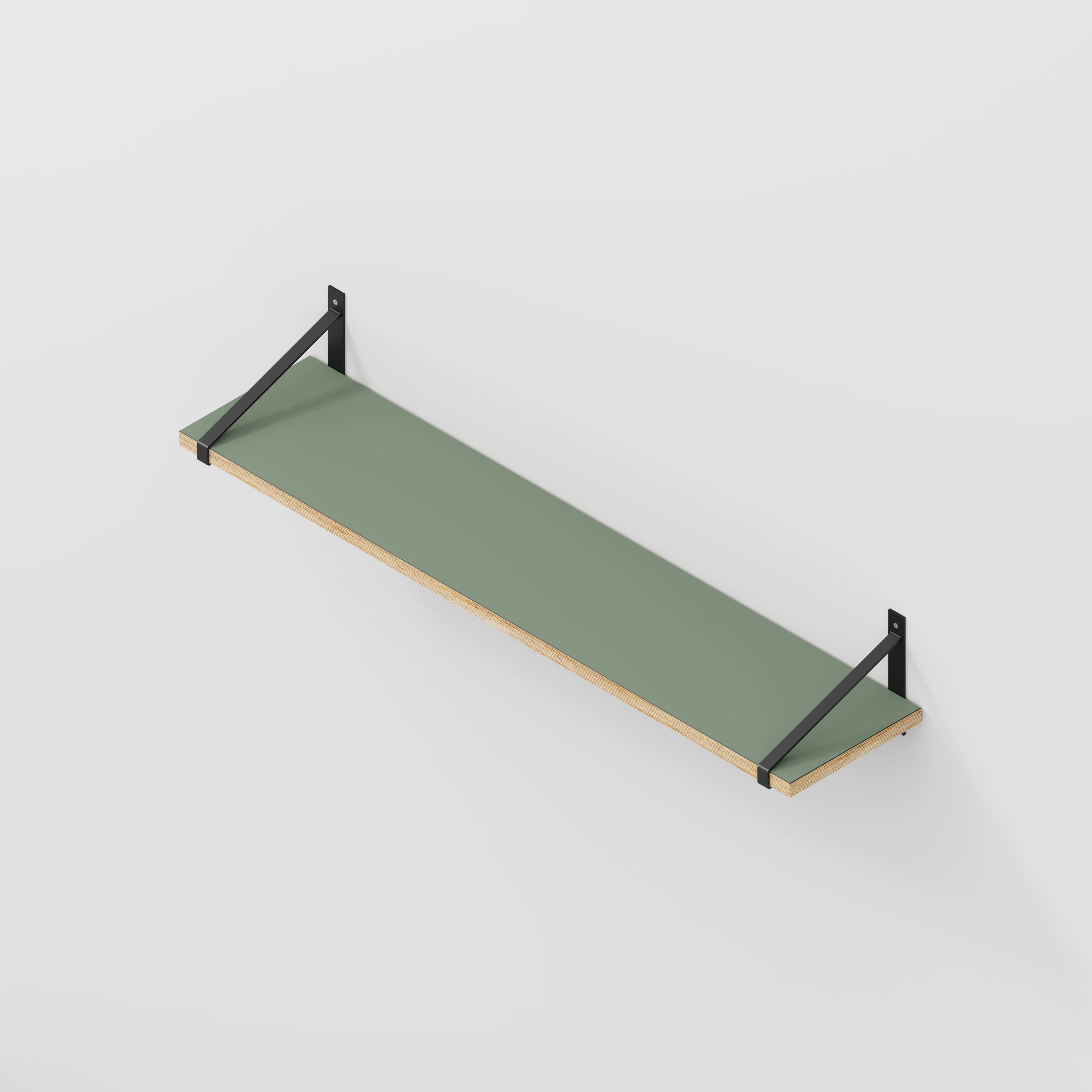 Plywood Wall Shelf with Suspense Brackets - Formica Green Slate - 1200(w) x 260(d) - Image 5