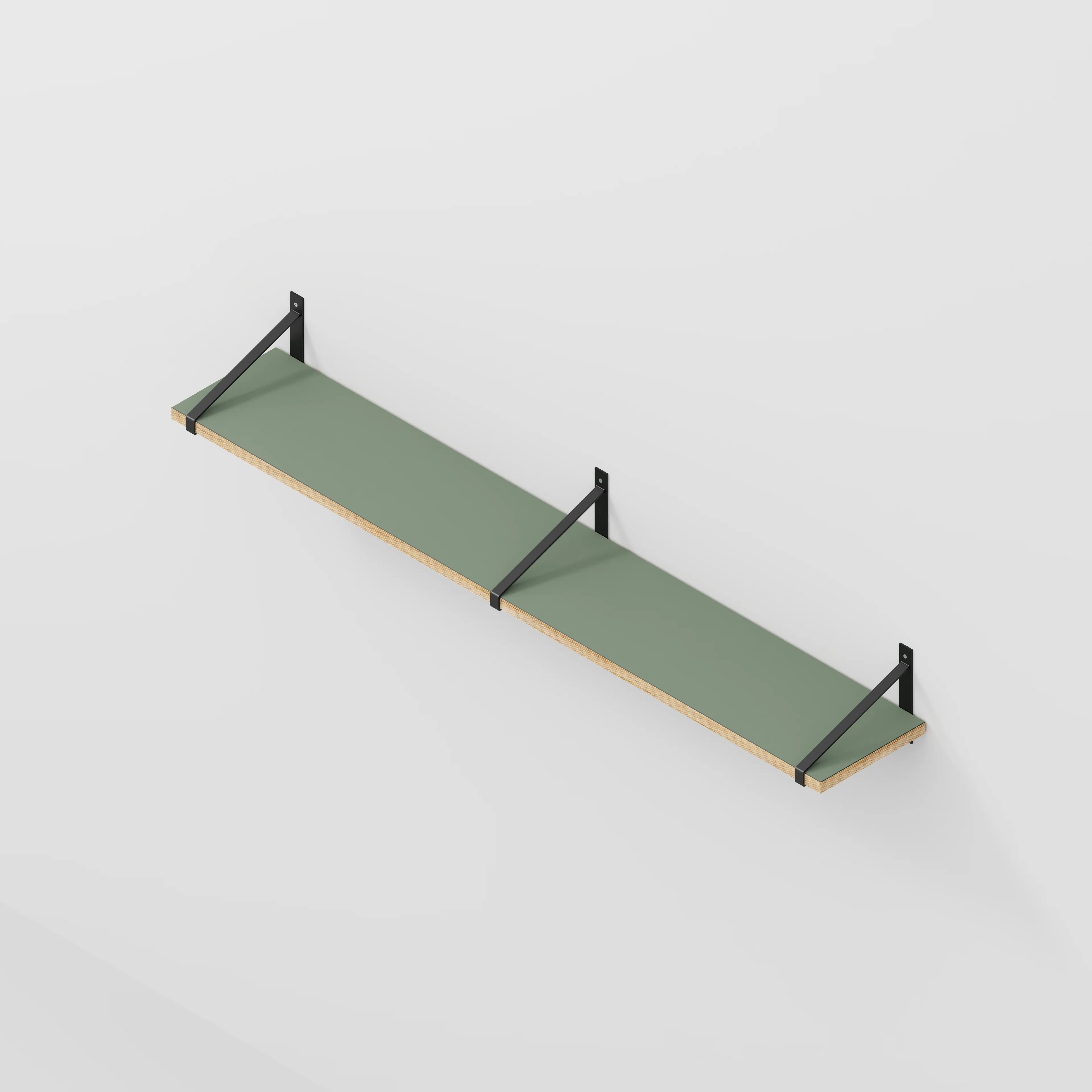 Plywood Wall Shelf with Suspense Brackets - Formica Green Slate - 1600(w) x 260(d) - Image 5