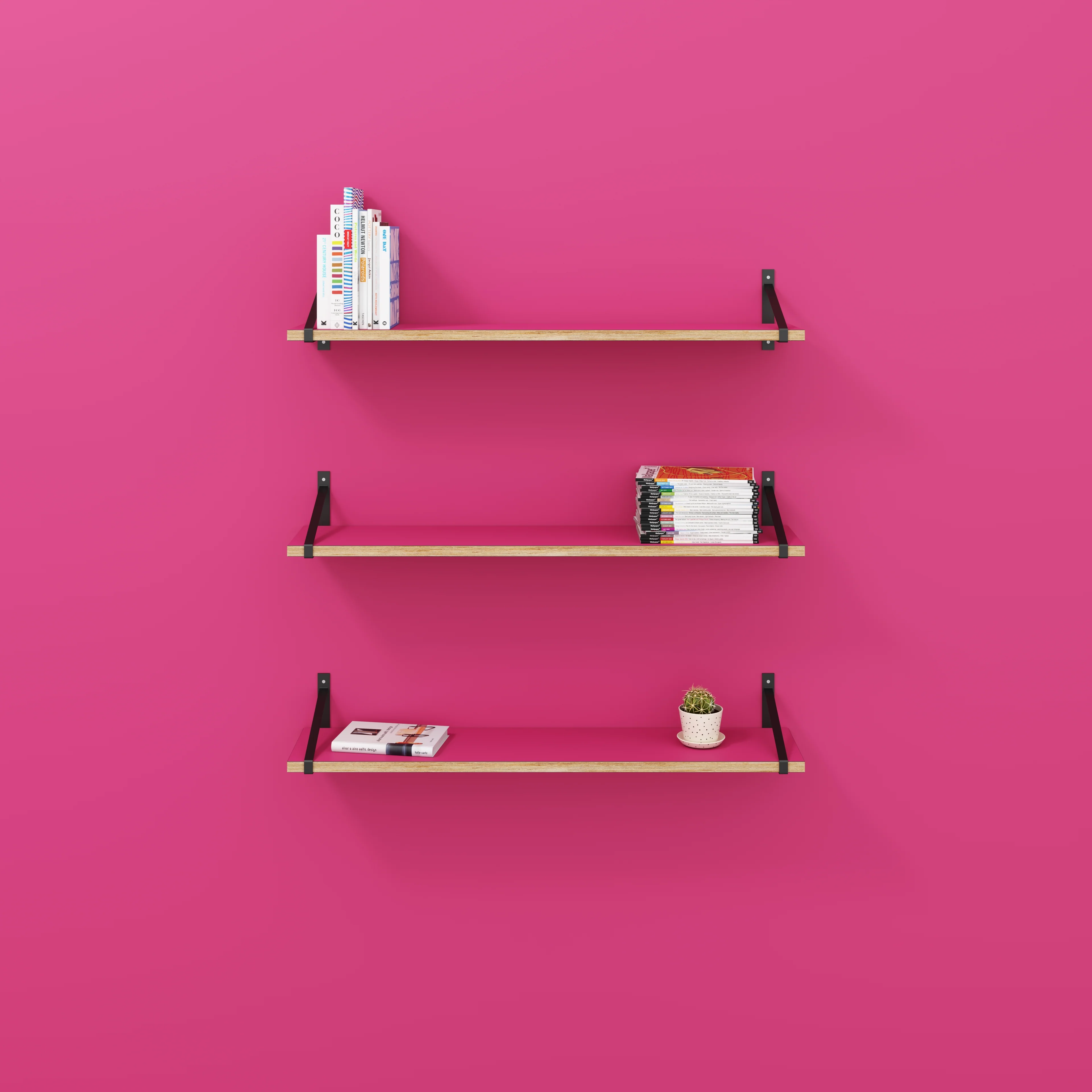 Plywood Wall Shelf with Suspense Brackets - Formica Juicy Pink - 1200(w) x 260(d) - Image 2