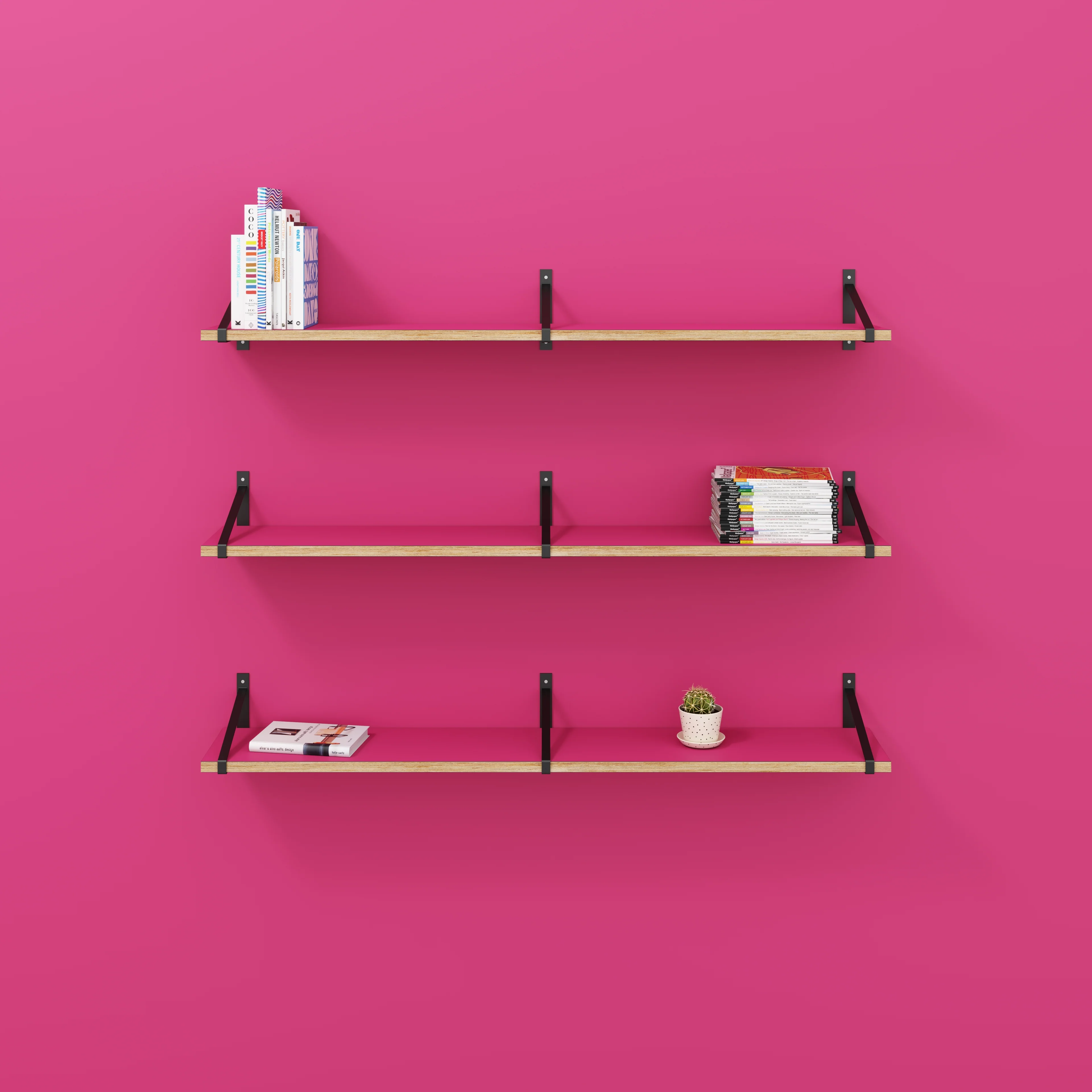 Plywood Wall Shelf with Suspense Brackets - Formica Juicy Pink - 1600(w) x 260(d) - Image 2