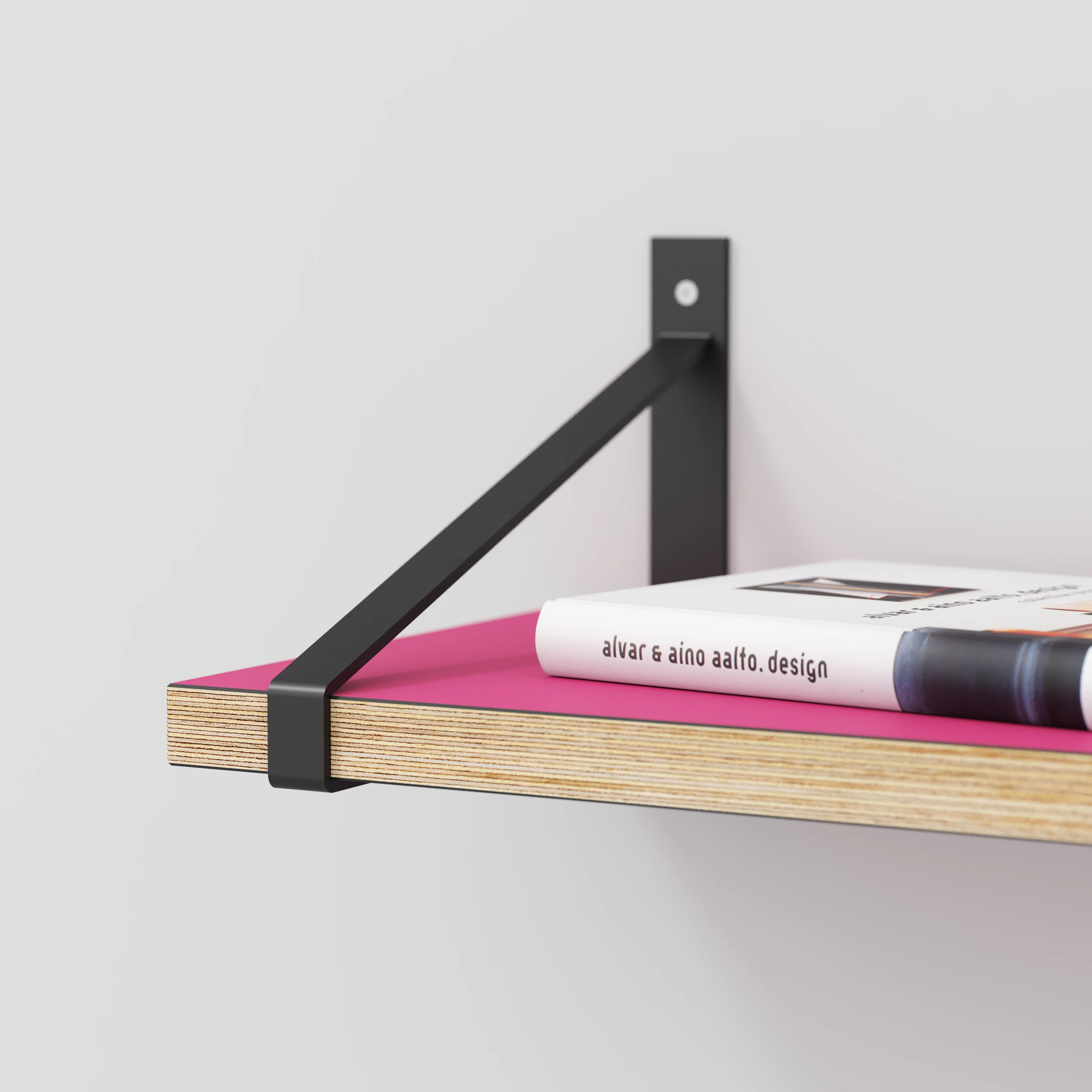 Plywood Wall Shelf with Suspense Brackets - Formica Juicy Pink - 1600(w) x 260(d) - Image 4