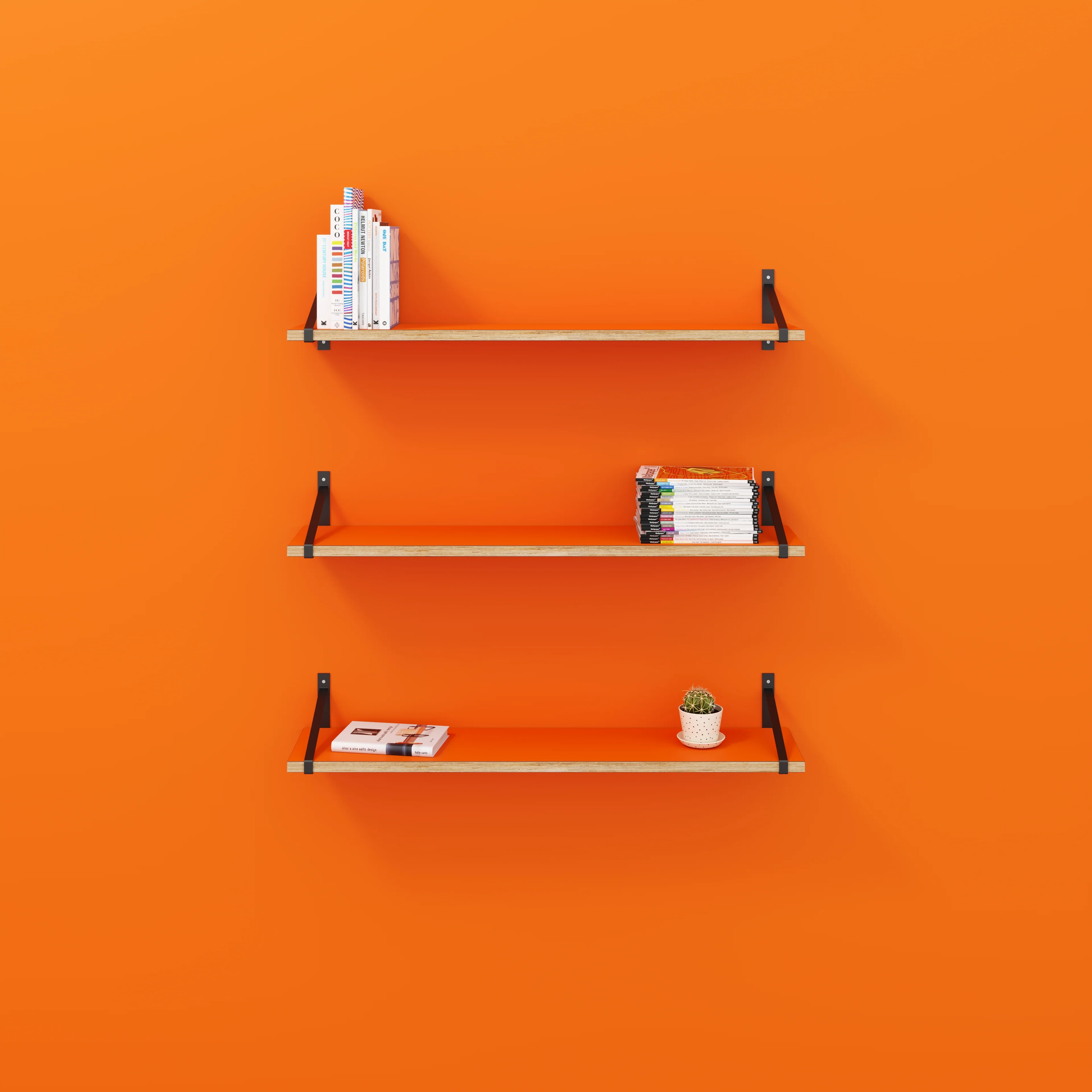 Plywood Wall Shelf with Suspense Brackets - Formica Levante Orange - 1200(w) x 260(d) - Image 2