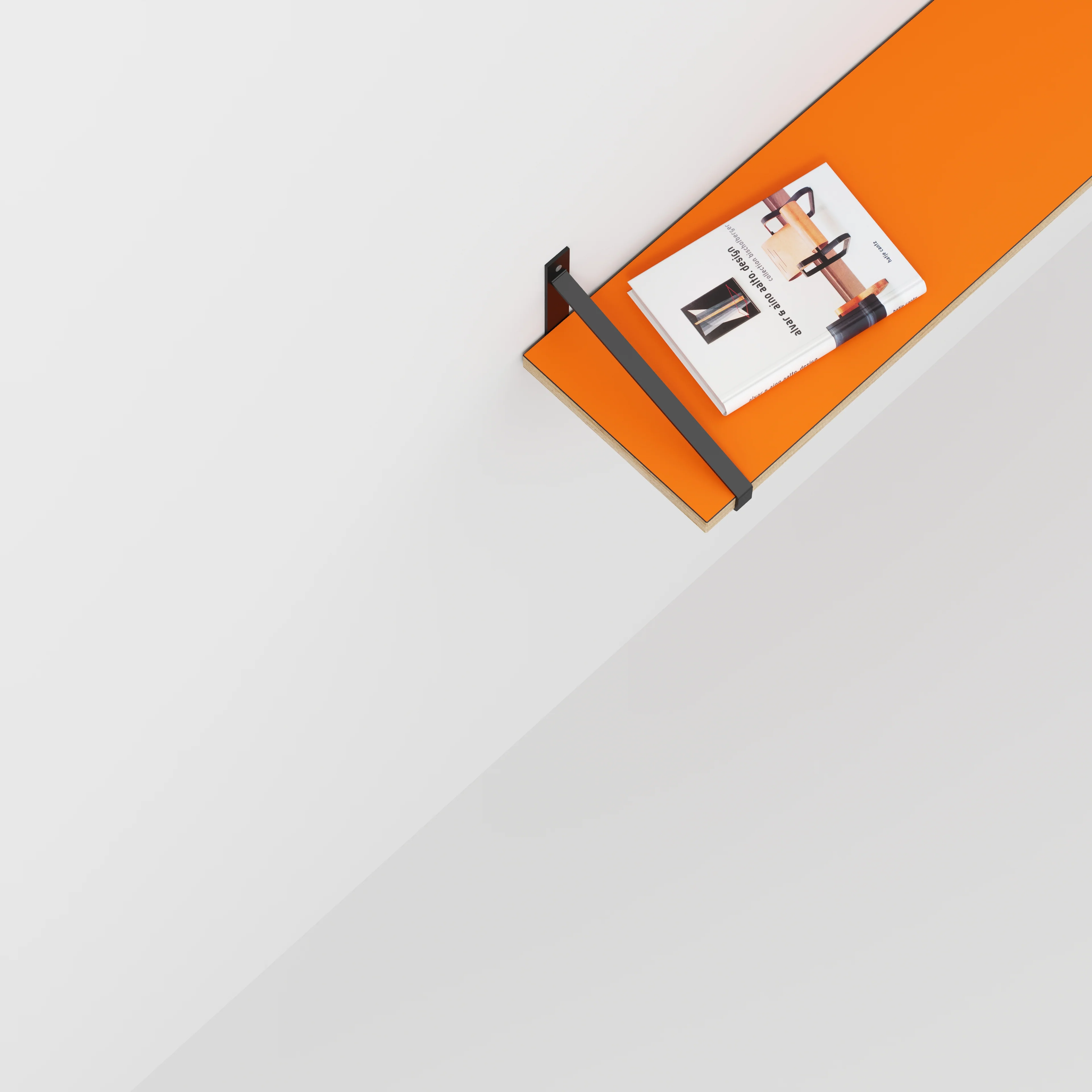 Plywood Wall Shelf with Suspense Brackets - Formica Levante Orange - 1200(w) x 260(d) - Image 3