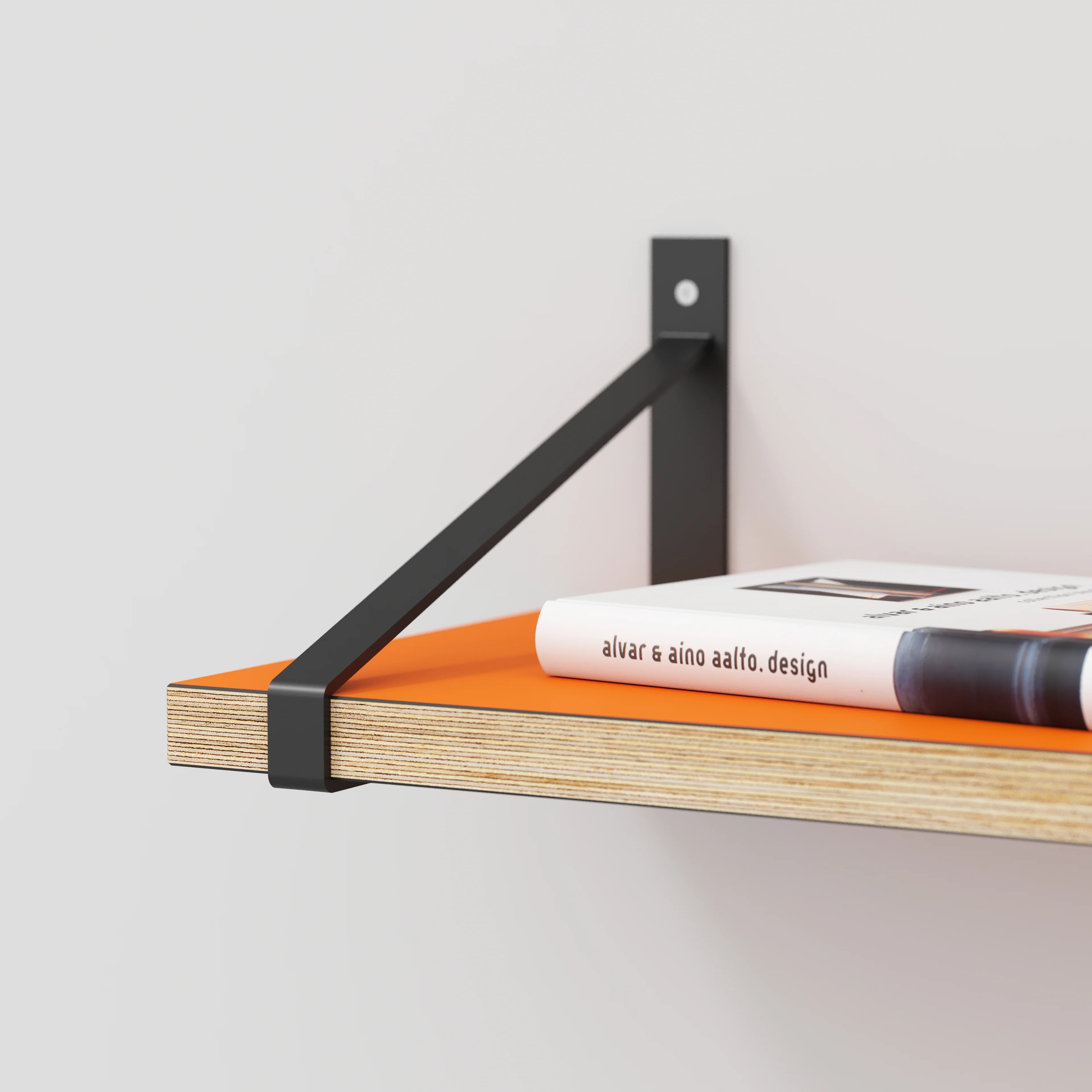 Plywood Wall Shelf with Suspense Brackets - Formica Levante Orange - 1200(w) x 260(d) - Image 4
