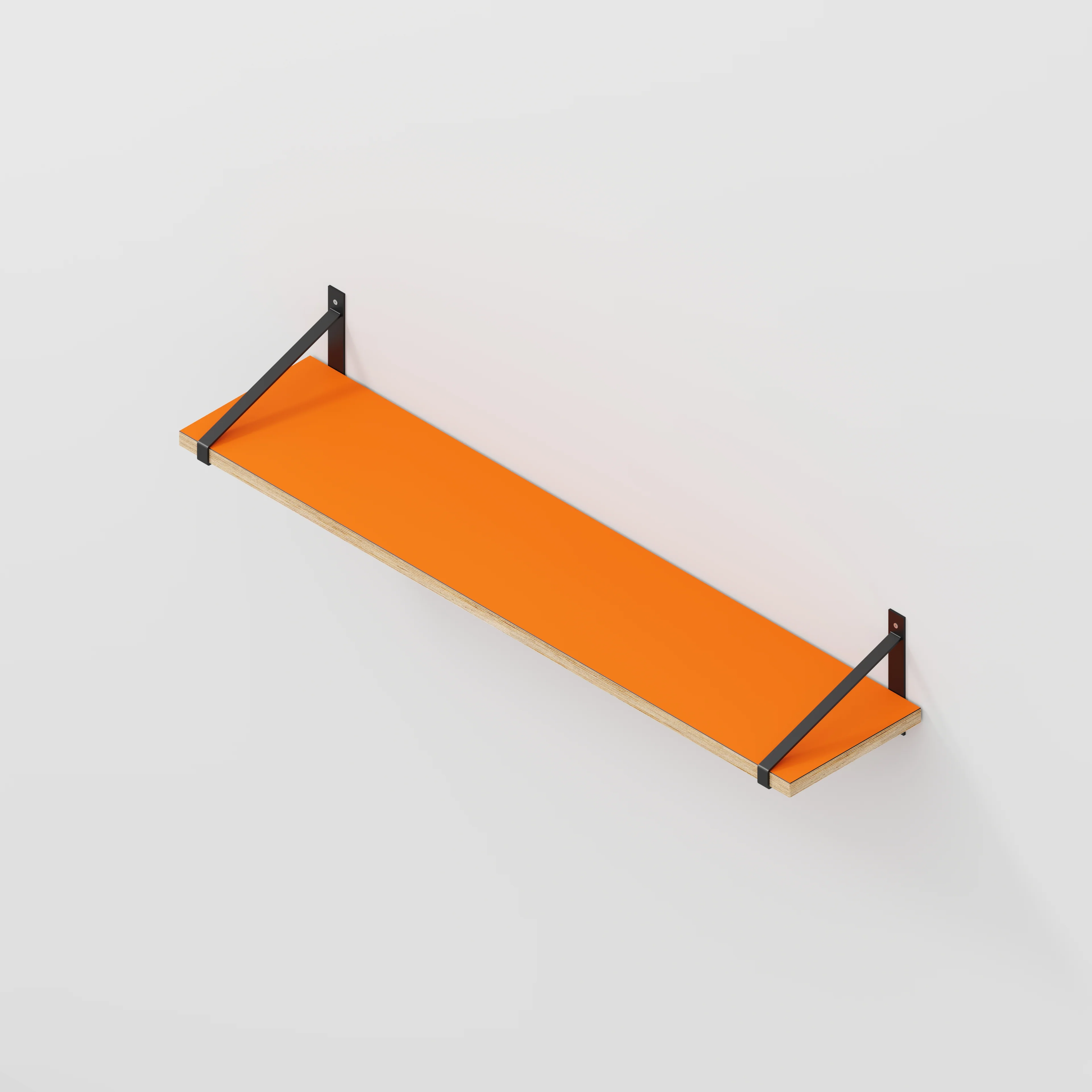 Plywood Wall Shelf with Suspense Brackets - Formica Levante Orange - 1200(w) x 260(d) - Image 5