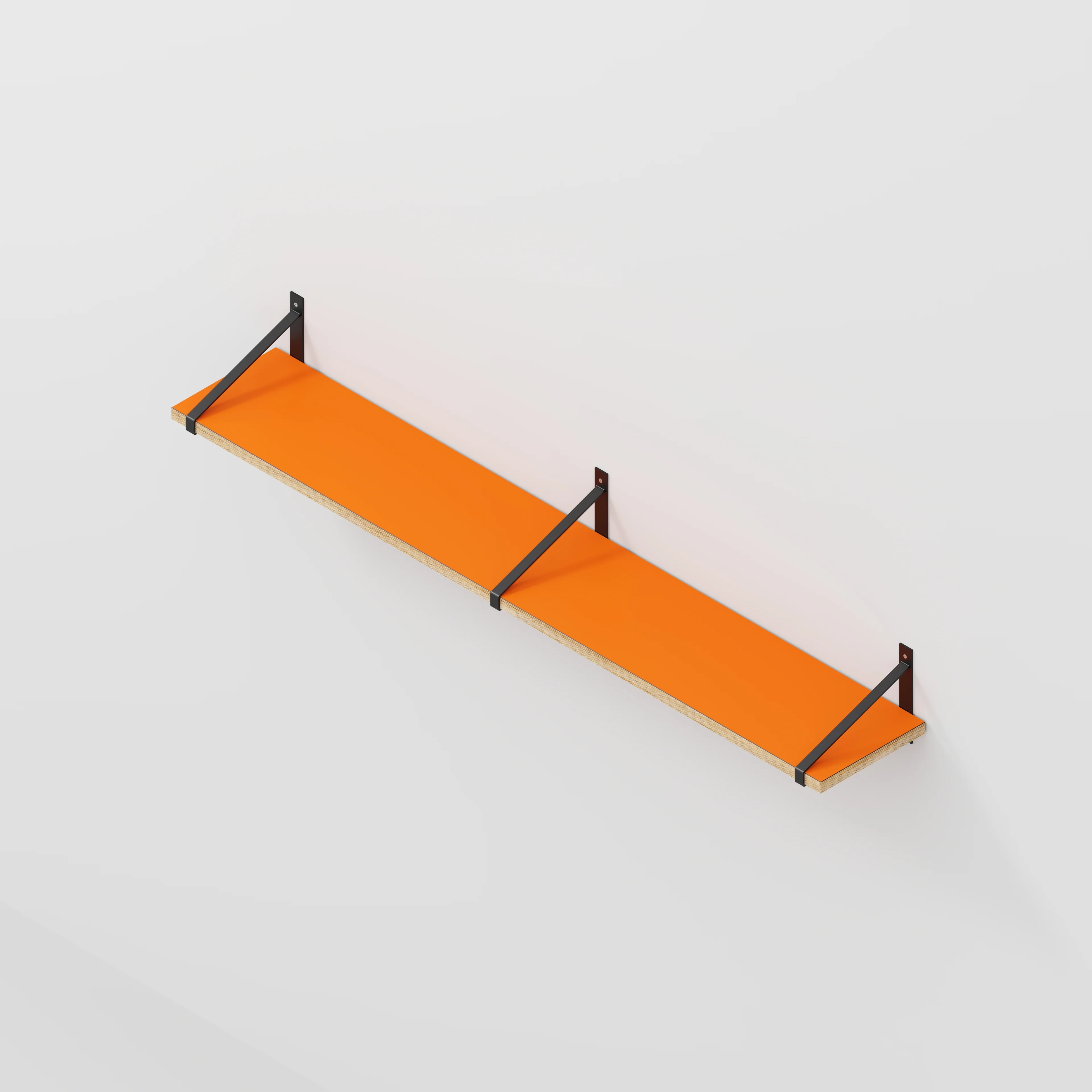 Plywood Wall Shelf with Suspense Brackets - Formica Levante Orange - 1600(w) x 260(d) - Image 5