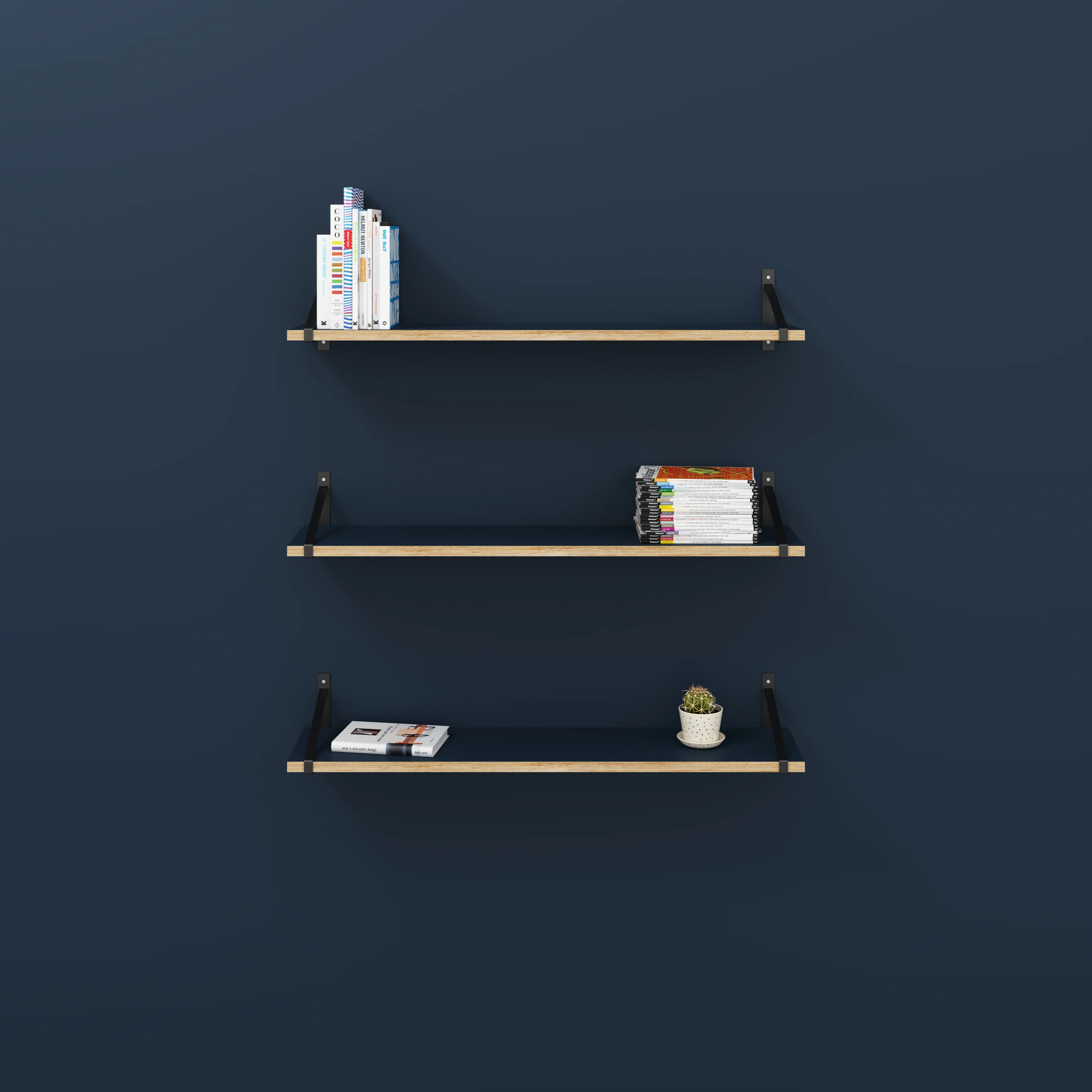 Plywood Wall Shelf with Suspense Brackets - Formica Night Sea Blue - 1200(w) x 260(d) - Image 2