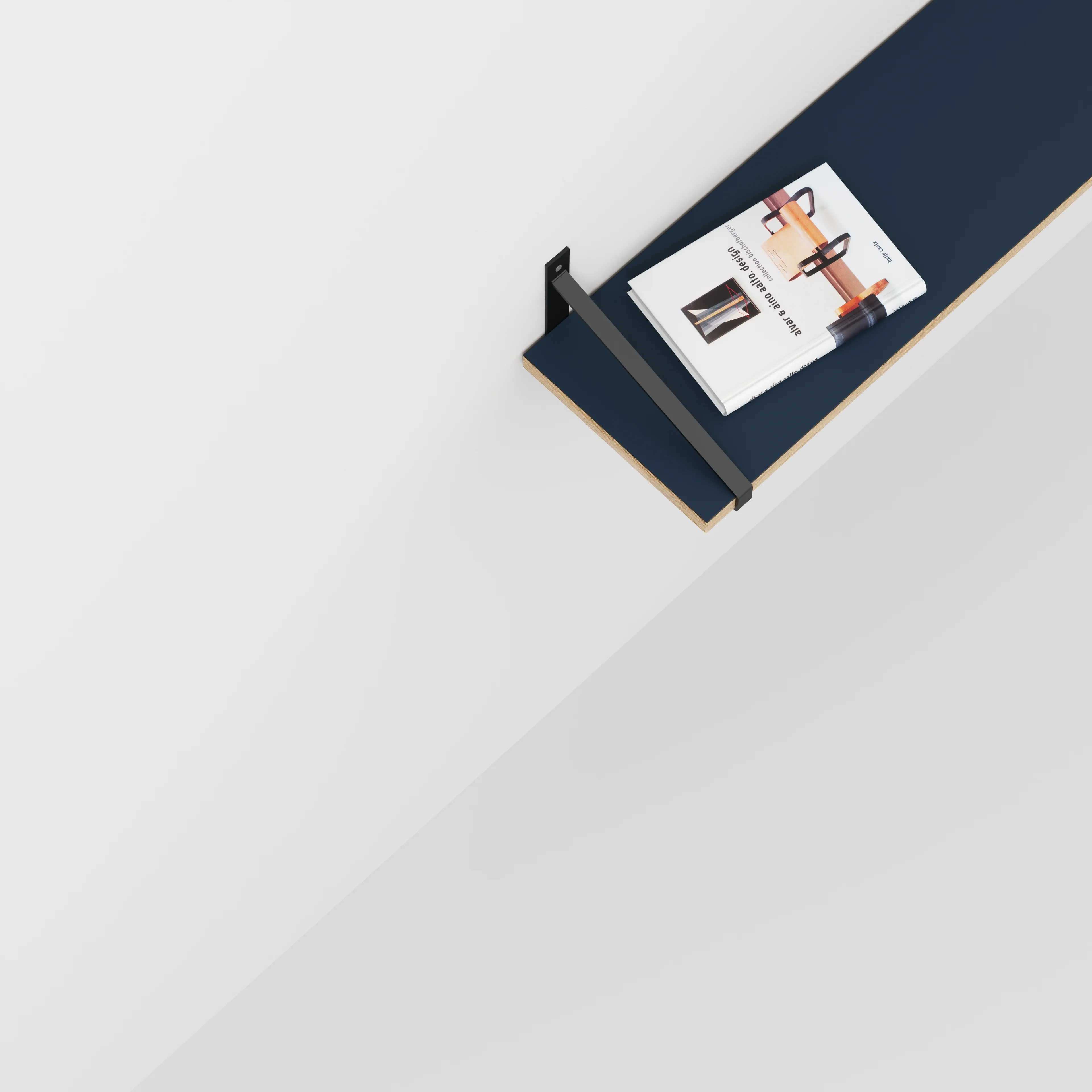 Plywood Wall Shelf with Suspense Brackets - Formica Night Sea Blue - 1200(w) x 260(d) - Image 3
