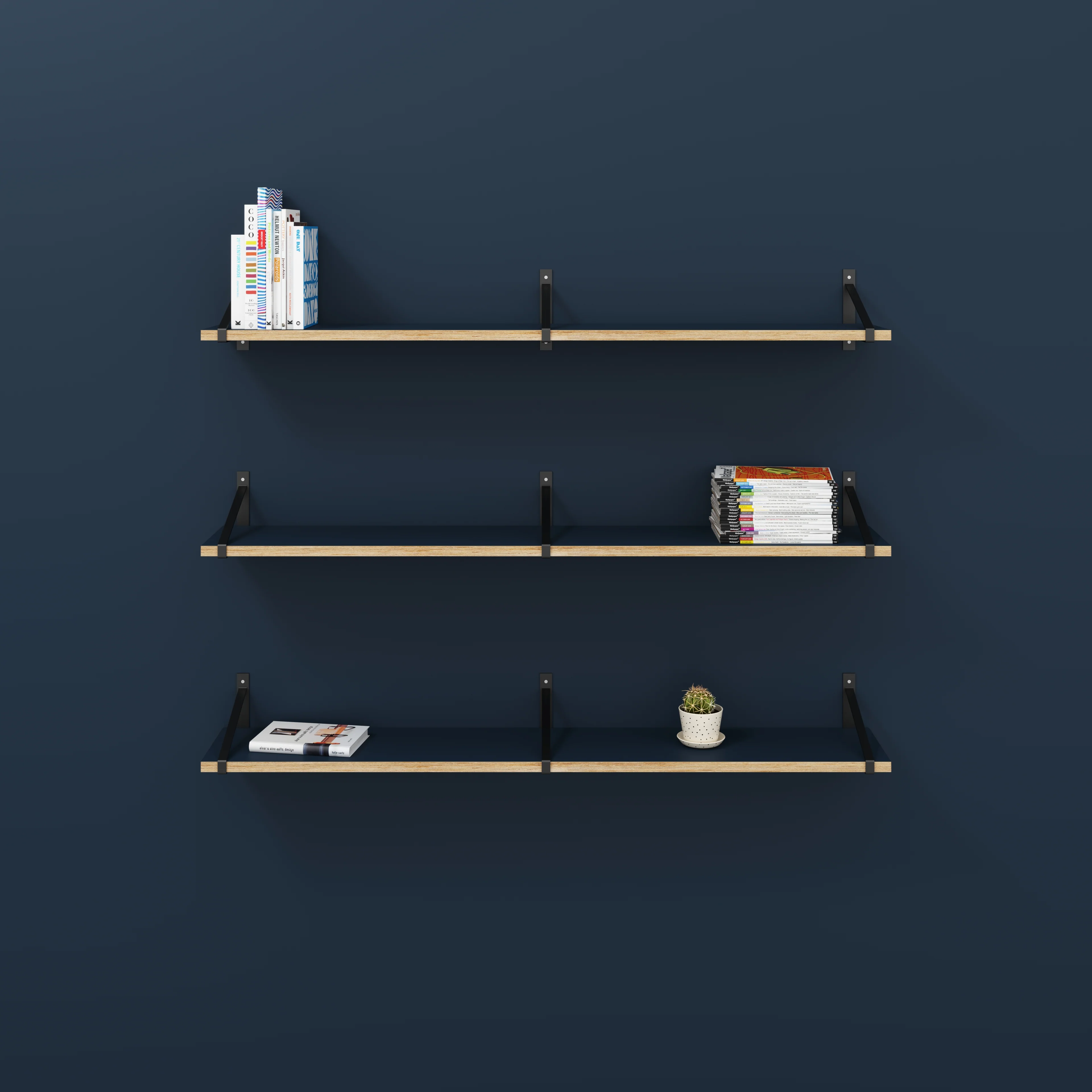 Plywood Wall Shelf with Suspense Brackets - Formica Night Sea Blue - 1600(w) x 260(d) - Image 2