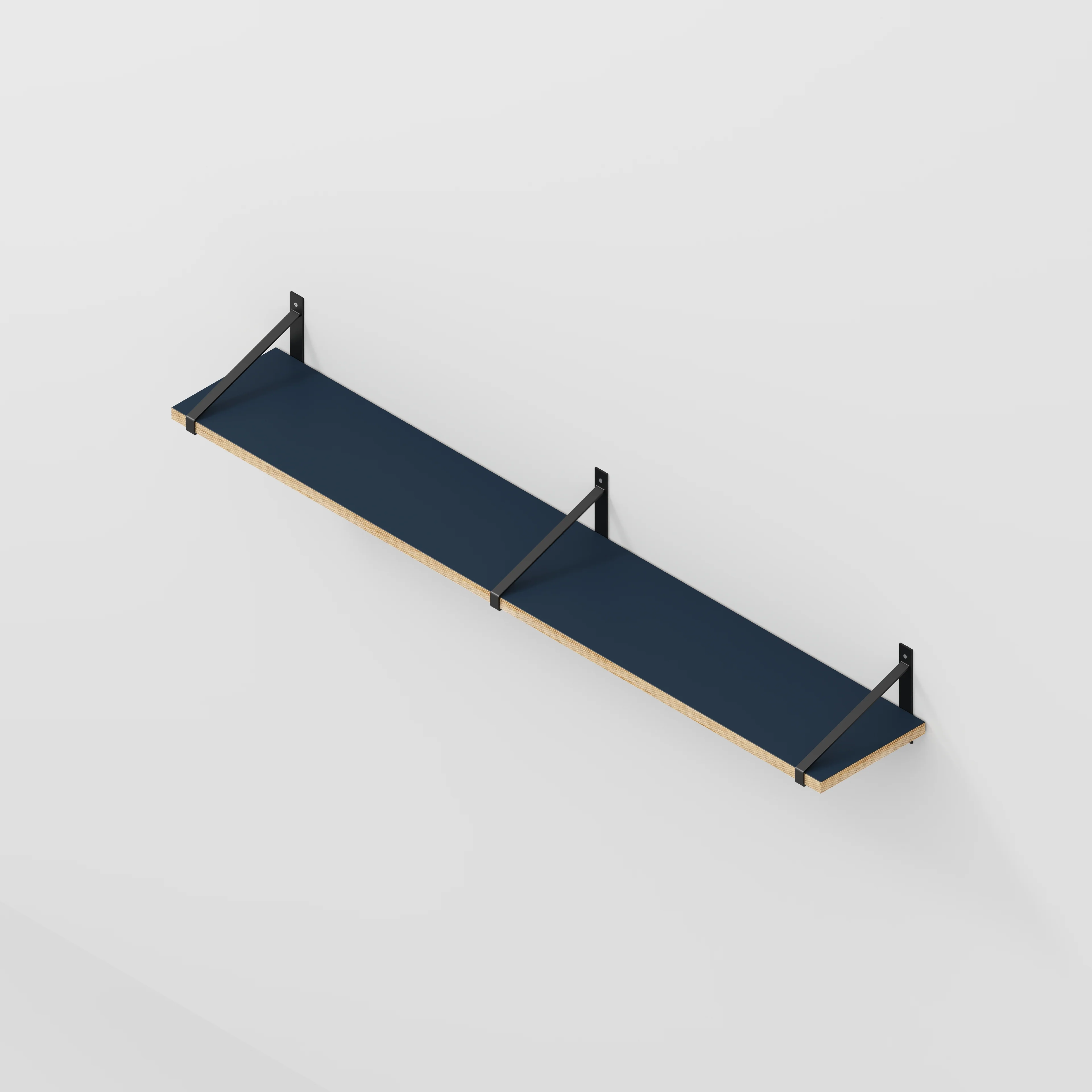 Plywood Wall Shelf with Suspense Brackets - Formica Night Sea Blue - 1600(w) x 260(d) - Image 5