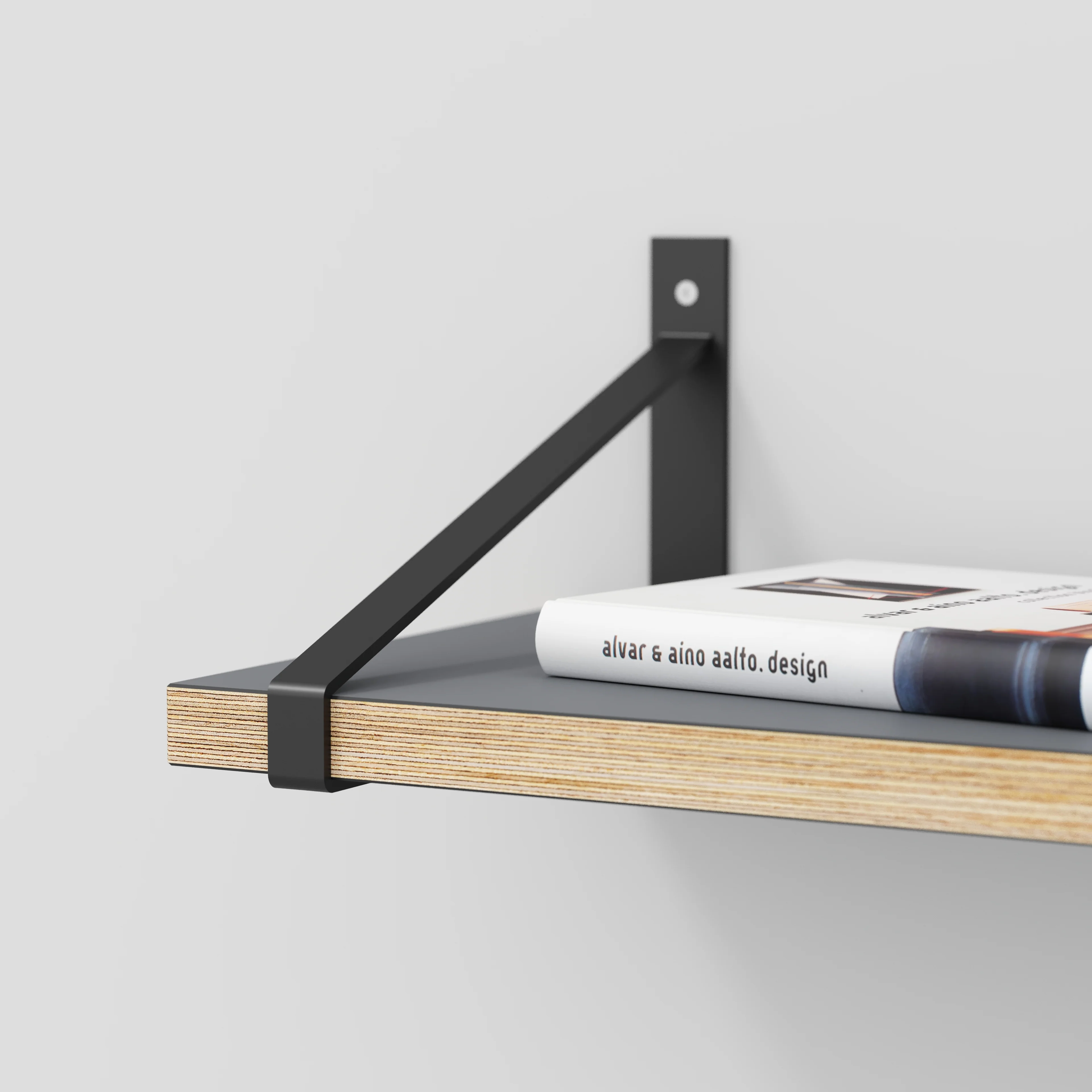 Plywood Wall Shelf with Suspense Brackets - Formica Tornado Grey - 1200(w) x 260(d) - Image 4