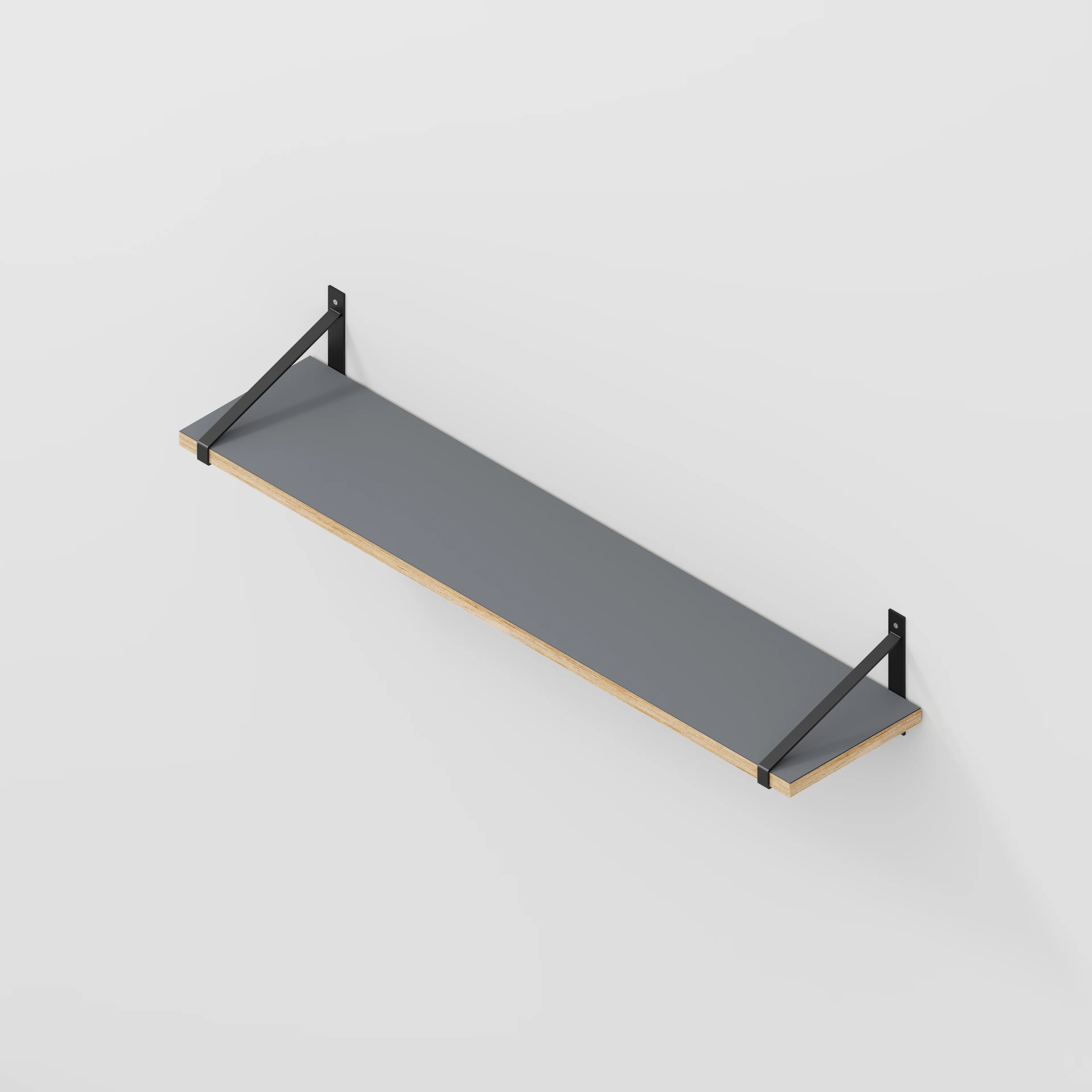 Plywood Wall Shelf with Suspense Brackets - Formica Tornado Grey - 1200(w) x 260(d) - Image 5