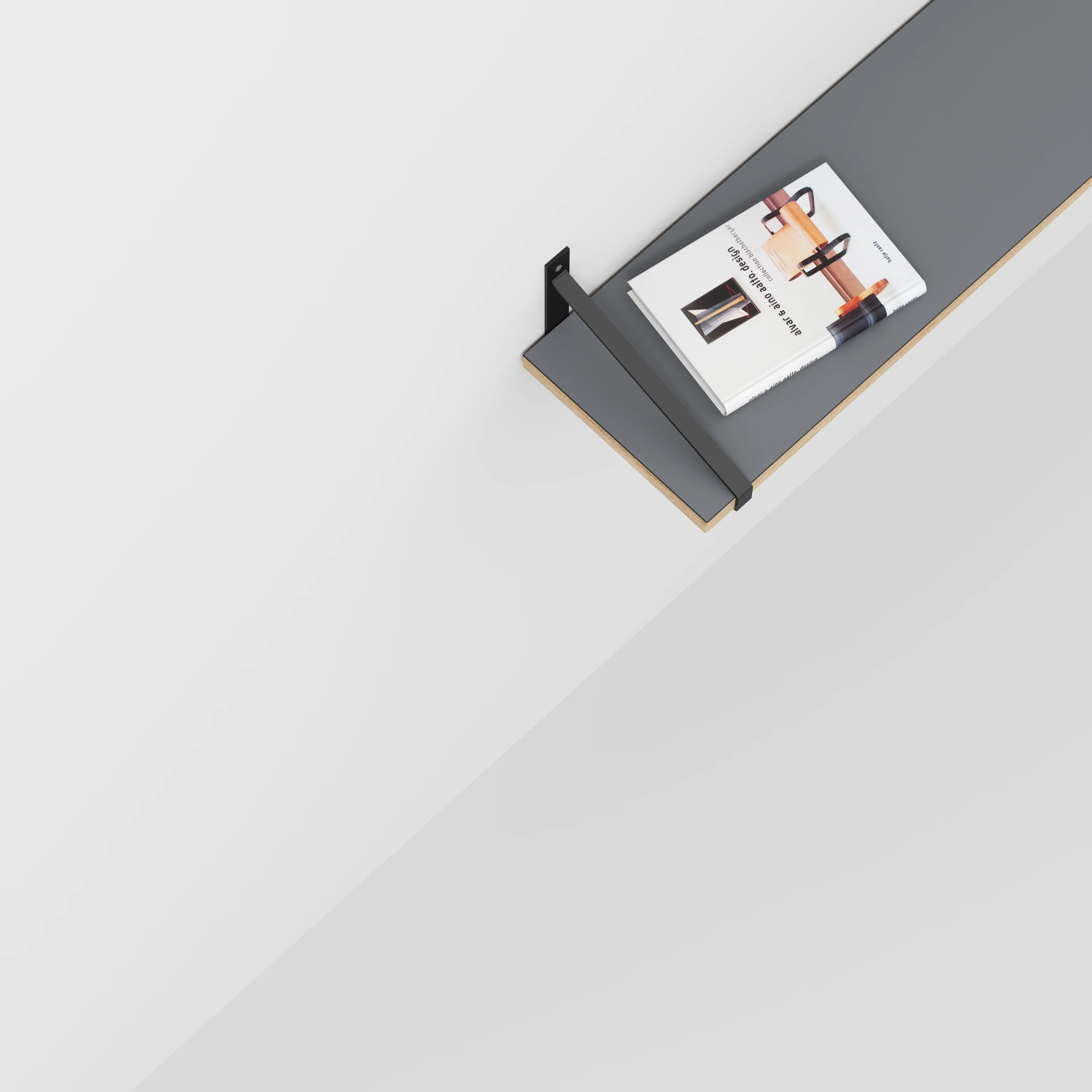 Plywood Wall Shelf with Suspense Brackets - Formica Tornado Grey - 1600(w) x 260(d) - Image 3