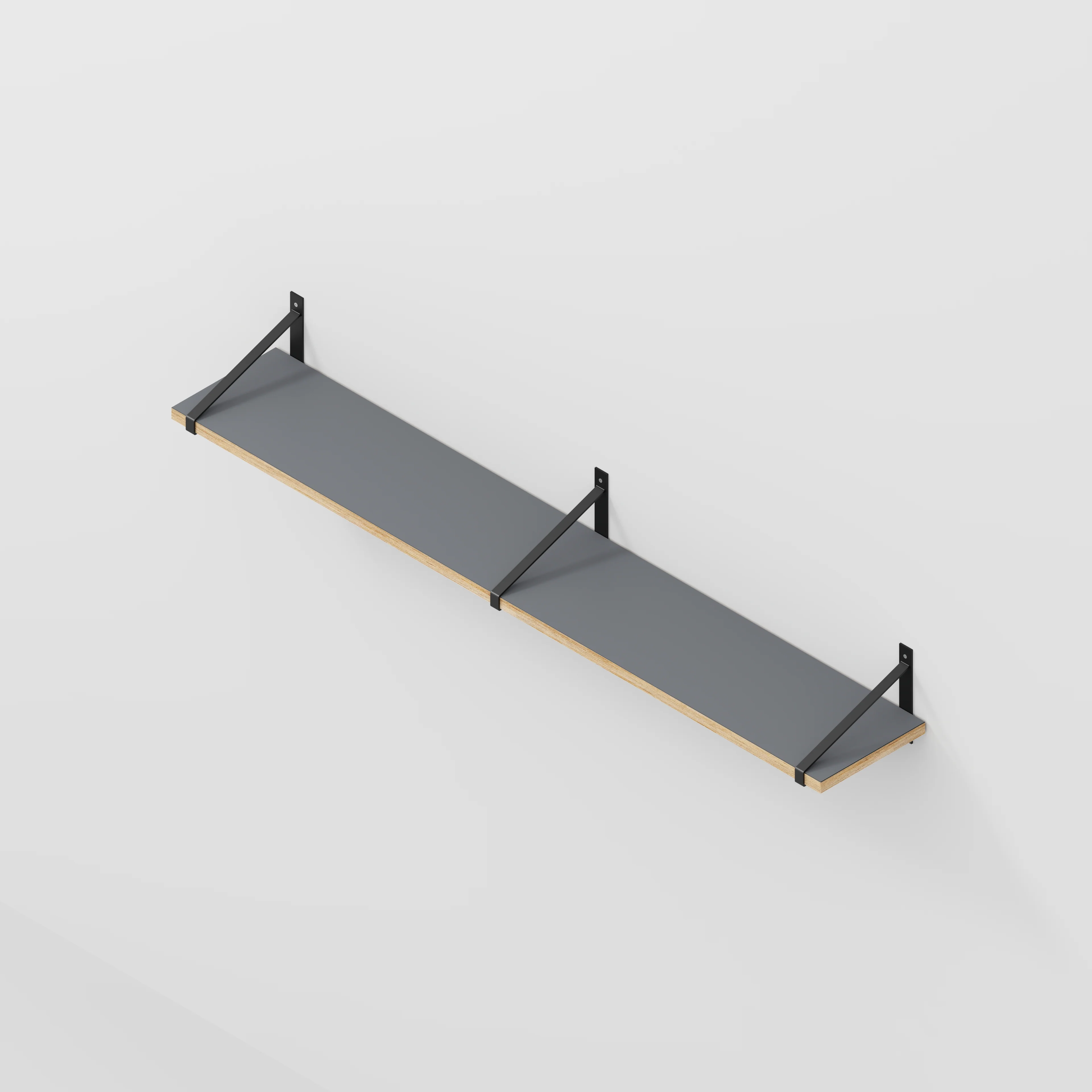 Plywood Wall Shelf with Suspense Brackets - Formica Tornado Grey - 1600(w) x 260(d) - Image 5