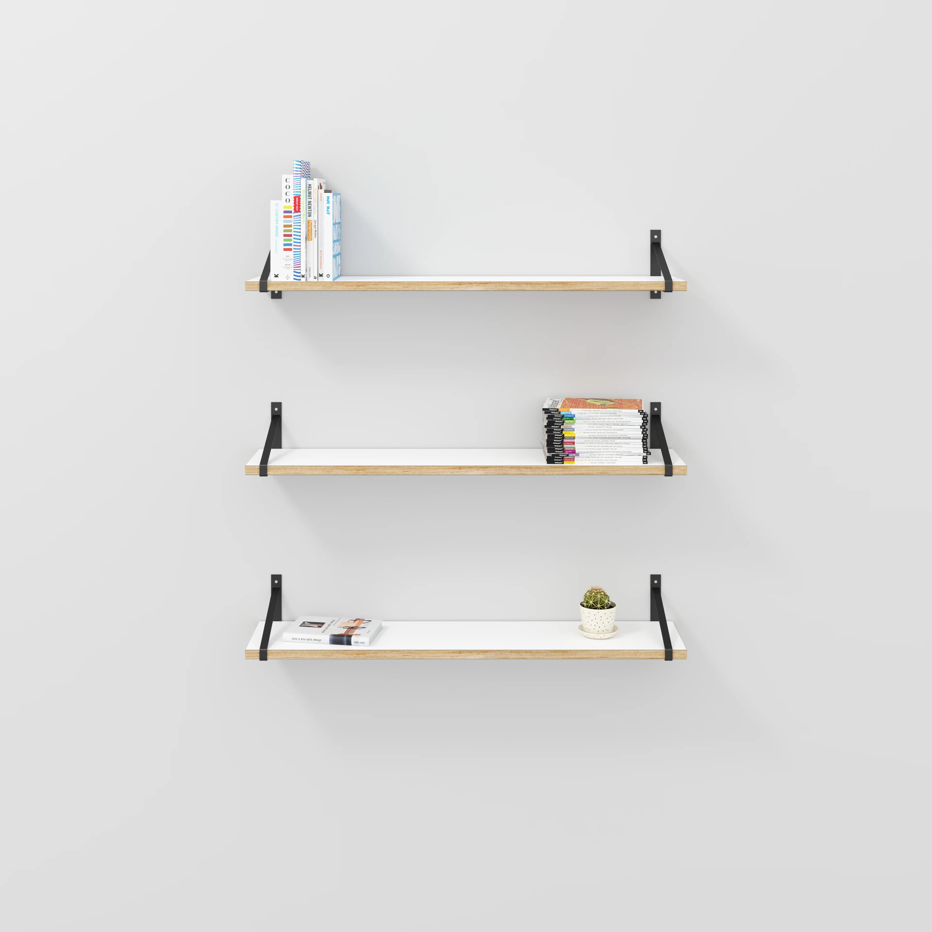 Plywood Wall Shelf with Suspense Brackets - Formica White - 1200(w) x 260(d) - Image 2