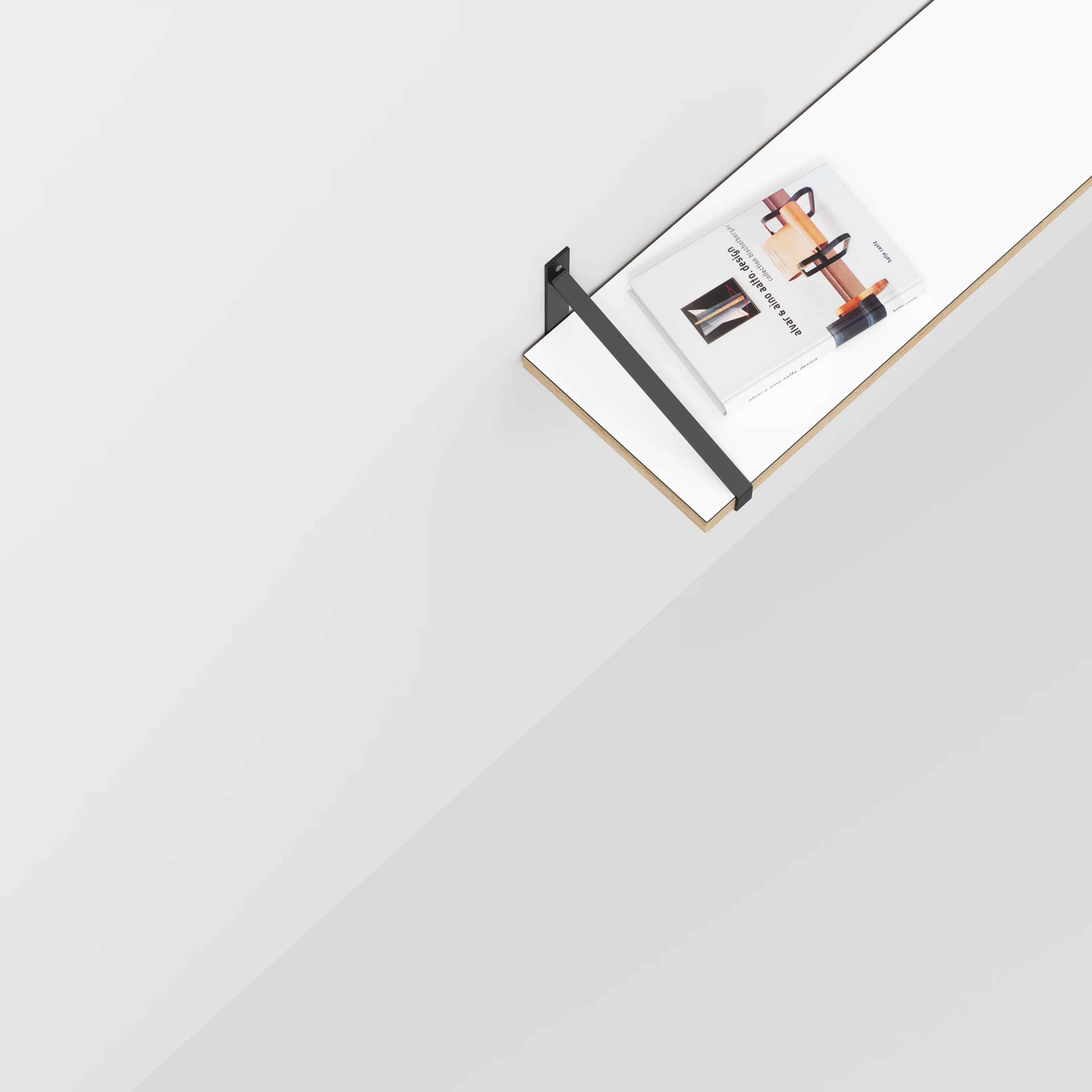 Plywood Wall Shelf with Suspense Brackets - Formica White - 1600(w) x 260(d) - Image 3