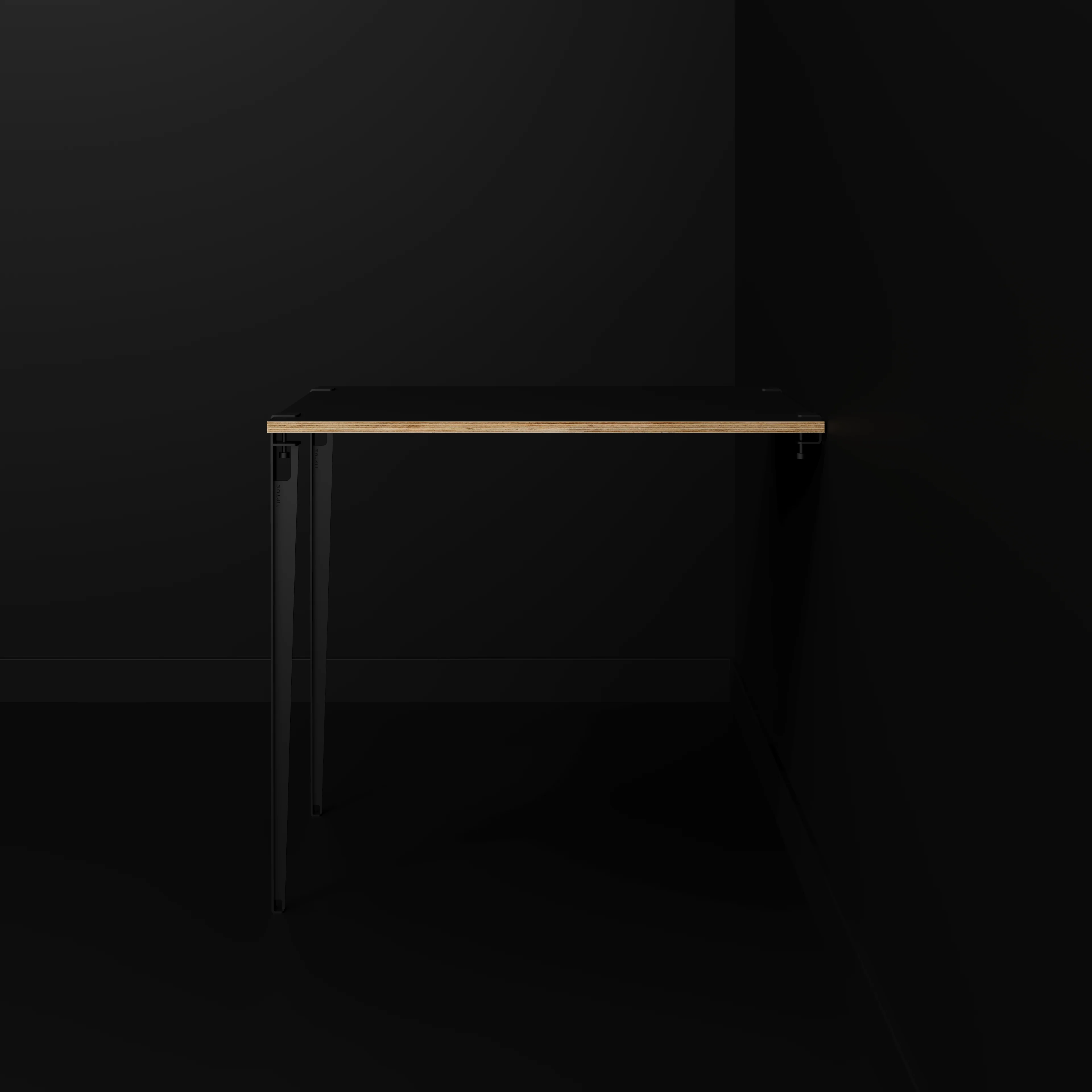 Plywood Wall Table with Black Tiptoe Legs and Brackets - Formica Diamond Black - 1200(w) x 800(d) x 1100(h) - Image 2