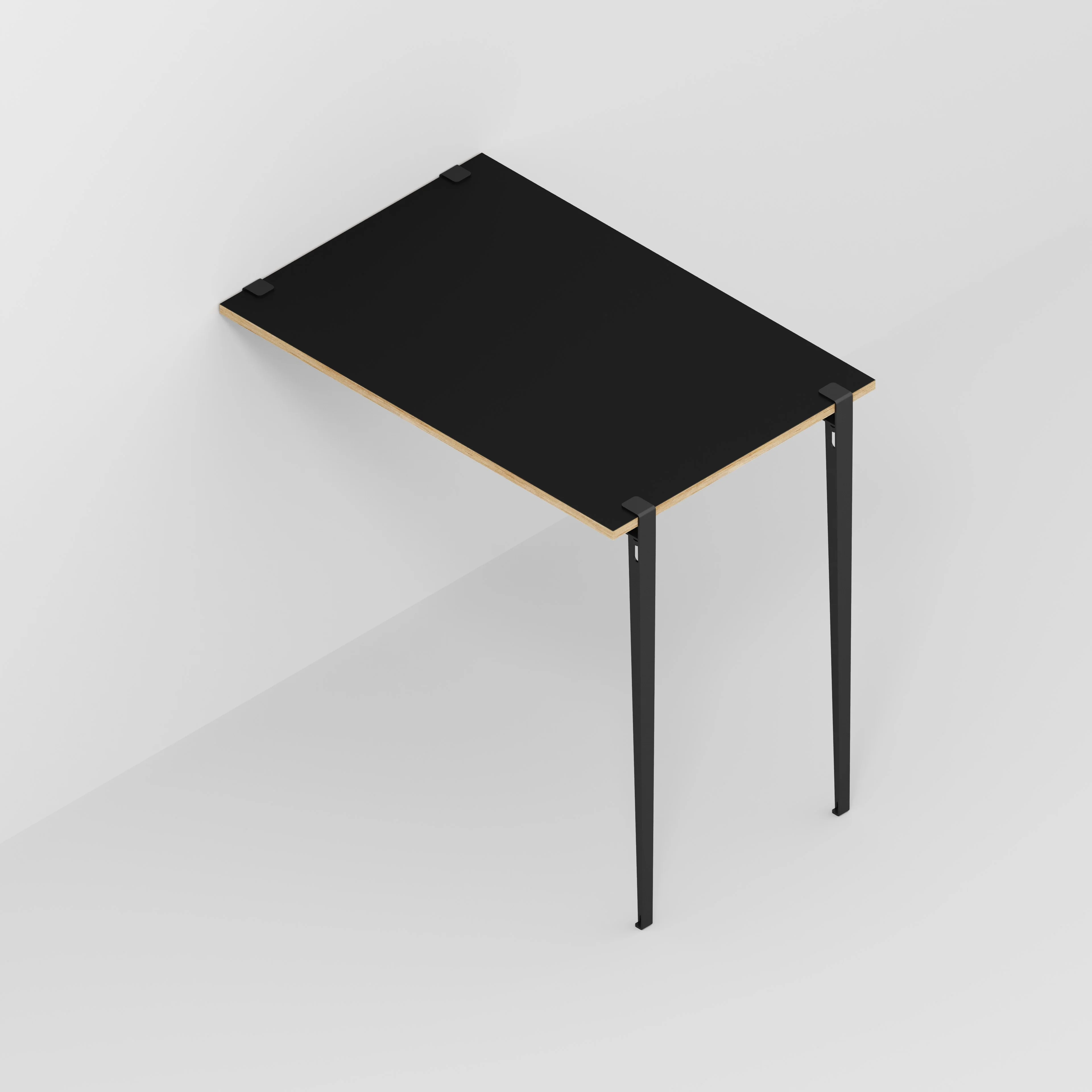 Plywood Wall Table with Black Tiptoe Legs and Brackets - Formica Diamond Black - 1200(w) x 800(d) x 1100(h) - Image 5