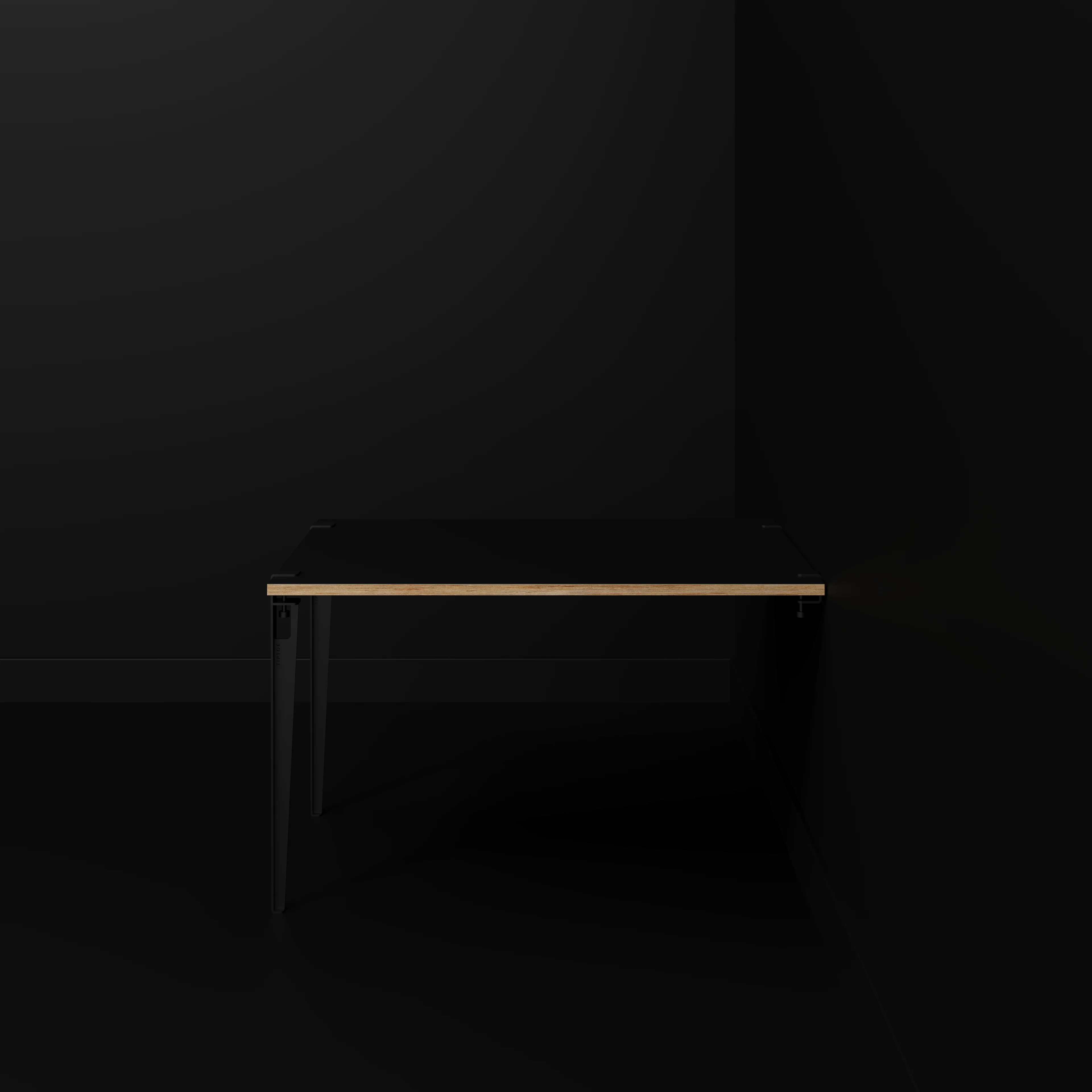 Plywood Wall Table with Black Tiptoe Legs and Brackets - Formica Diamond Black - 1200(w) x 800(d) x 750(h) - Image 2