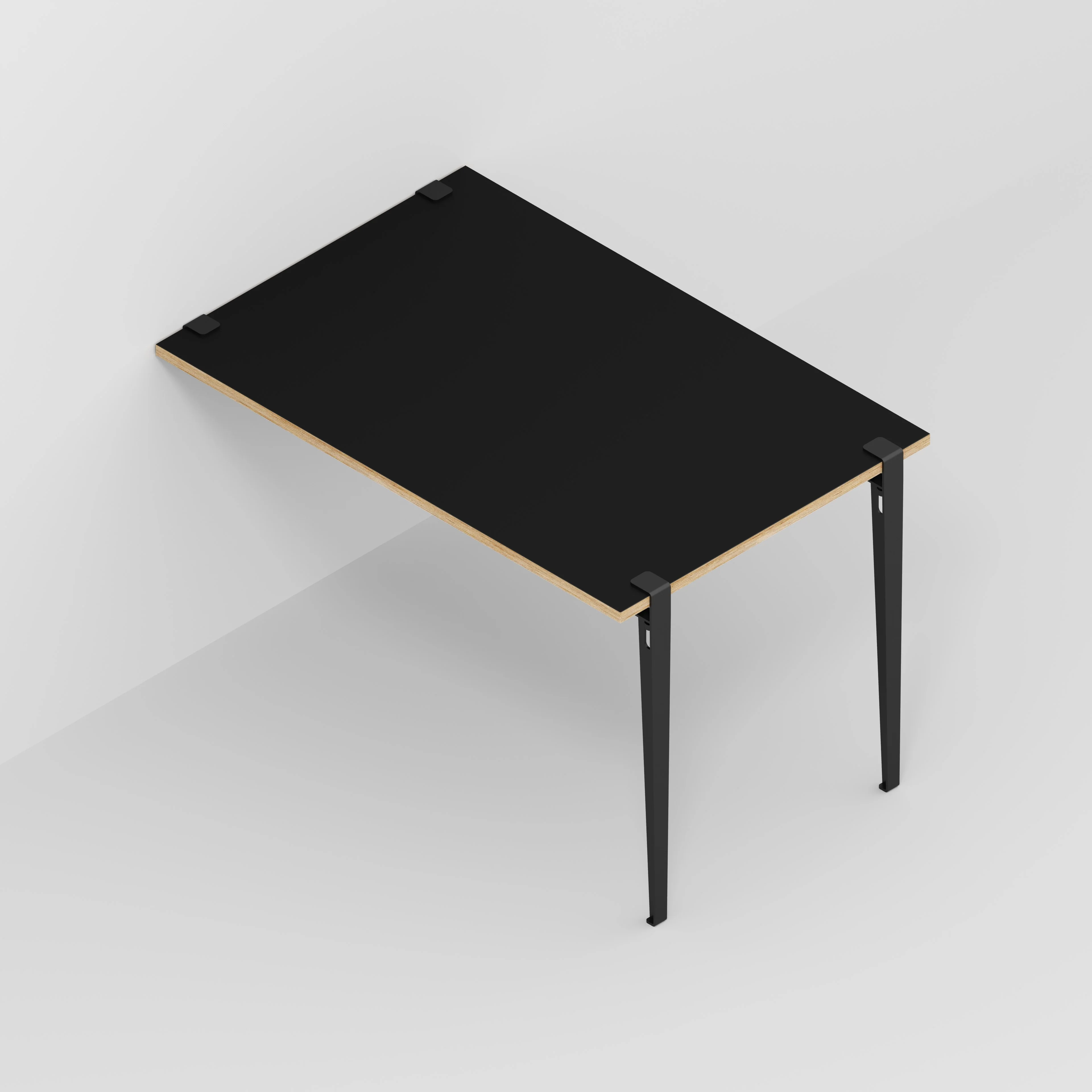 Plywood Wall Table with Black Tiptoe Legs and Brackets - Formica Diamond Black - 1200(w) x 800(d) x 750(h) - Image 5