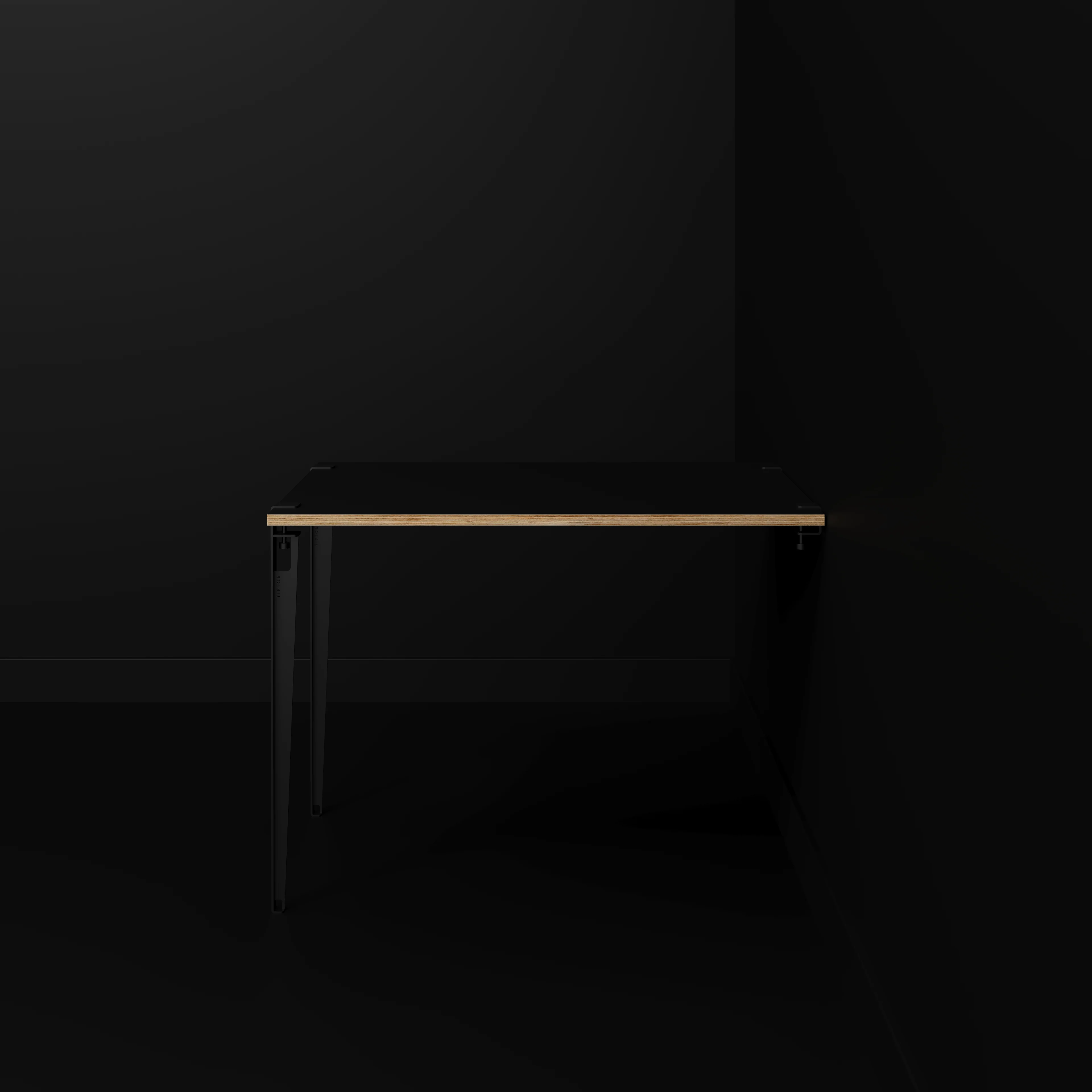 Plywood Wall Table with Black Tiptoe Legs and Brackets - Formica Diamond Black - 1200(w) x 800(d) x 900(h) - Image 2