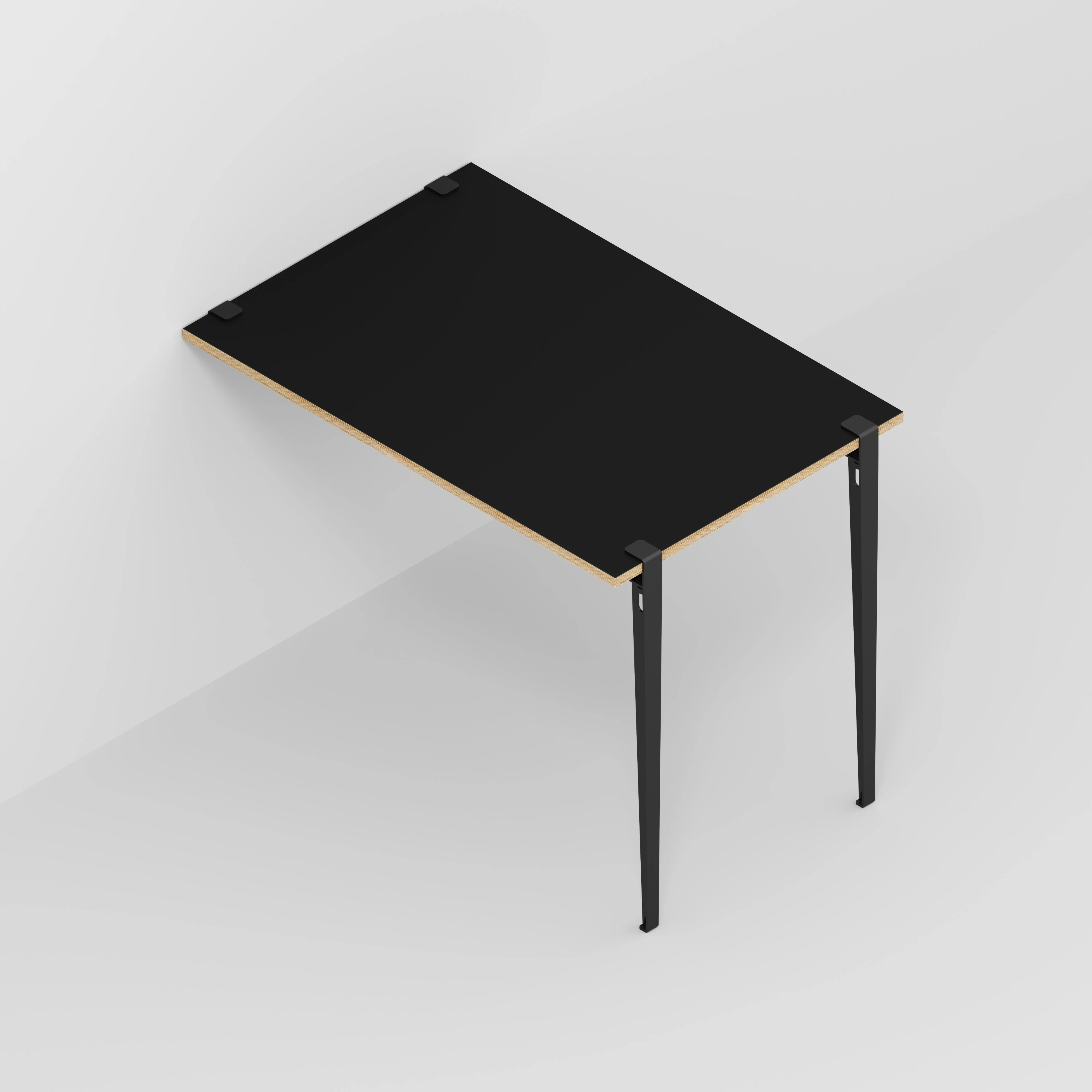 Plywood Wall Table with Black Tiptoe Legs and Brackets - Formica Diamond Black - 1200(w) x 800(d) x 900(h) - Image 5