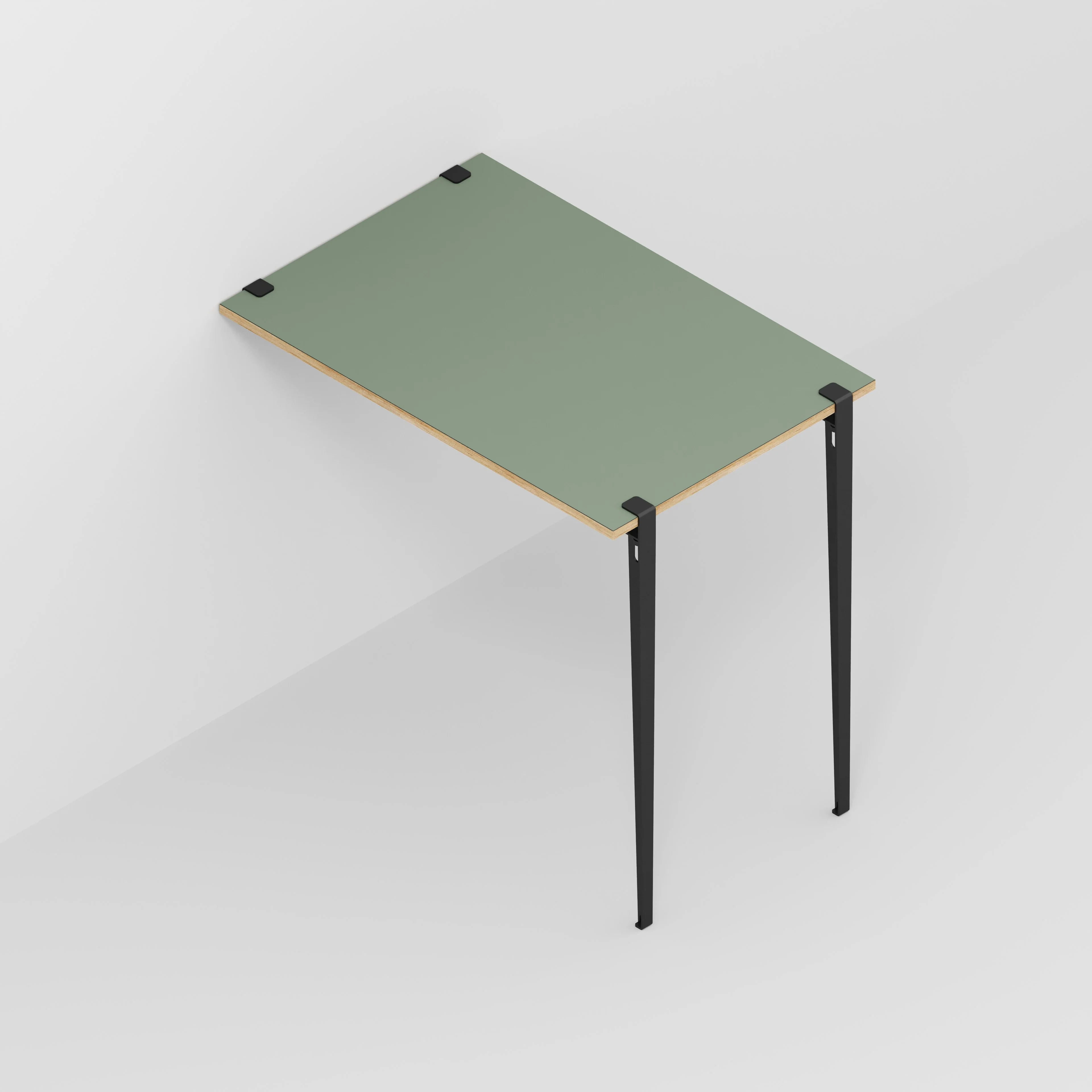 Plywood Wall Table with Black Tiptoe Legs and Brackets - Formica Green Slate - 1200(w) x 800(d) x 1100(h) - Image 5