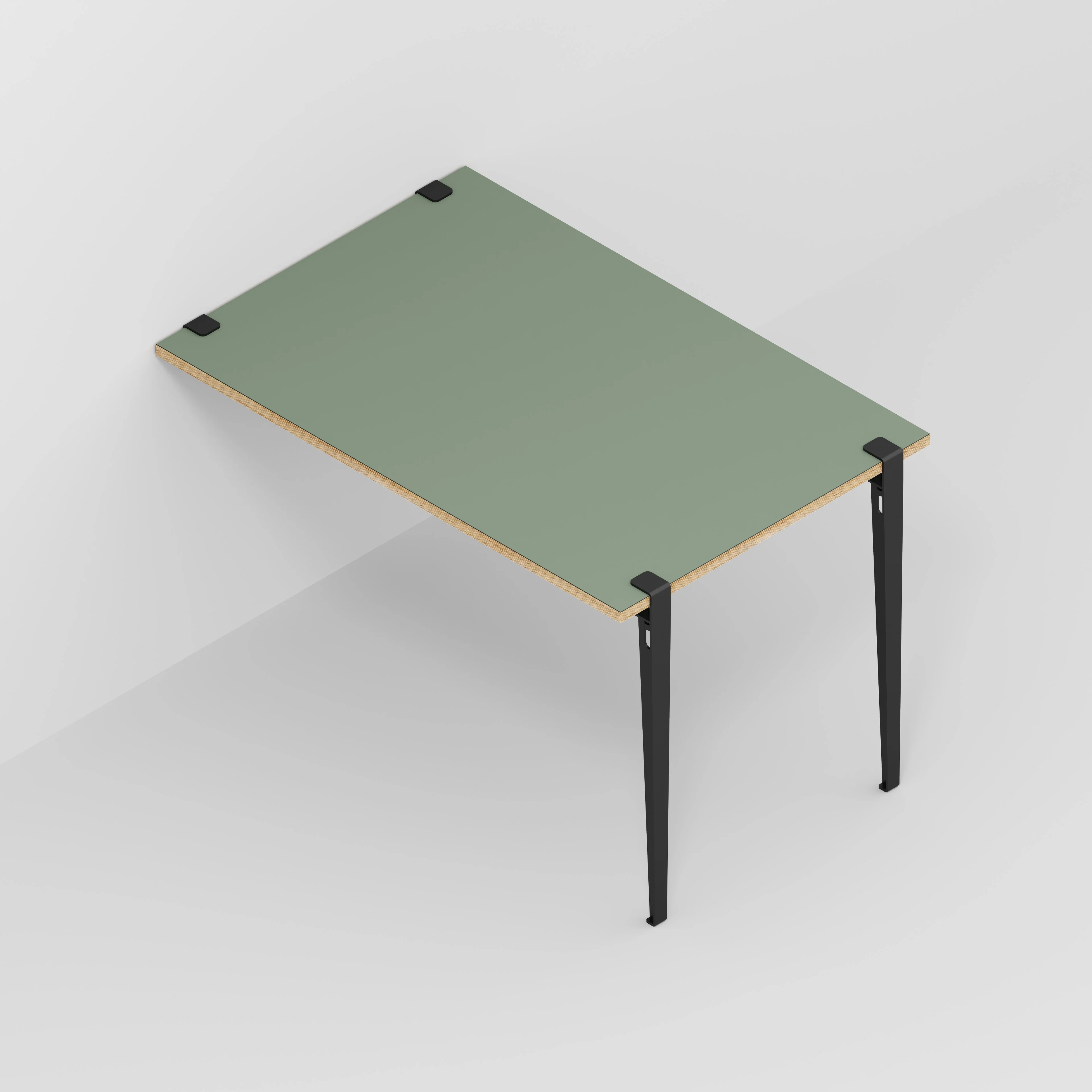 Plywood Wall Table with Black Tiptoe Legs and Brackets - Formica Green Slate - 1200(w) x 800(d) x 750(h) - Image 5
