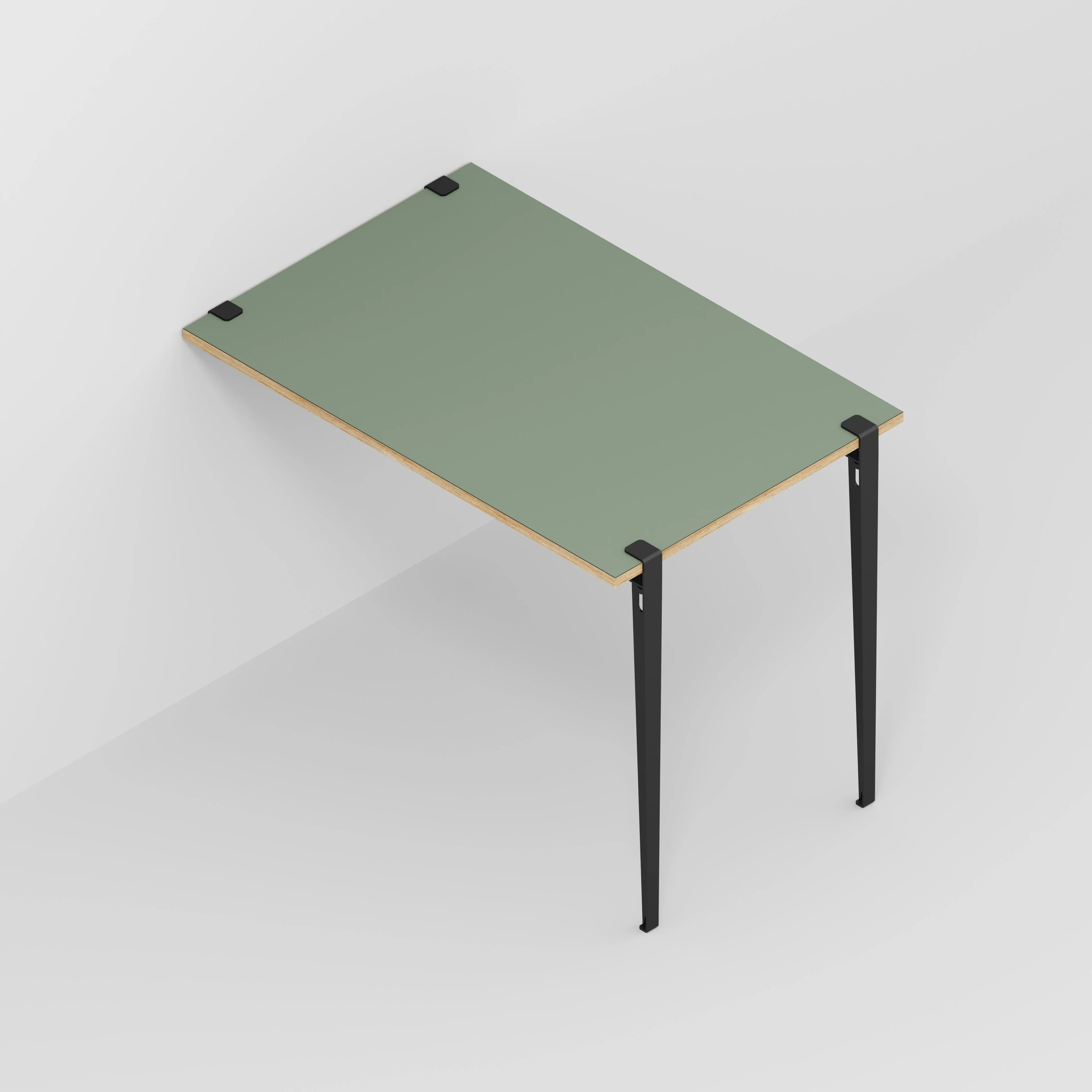 Plywood Wall Table with Black Tiptoe Legs and Brackets - Formica Green Slate - 1200(w) x 800(d) x 900(h) - Image 5